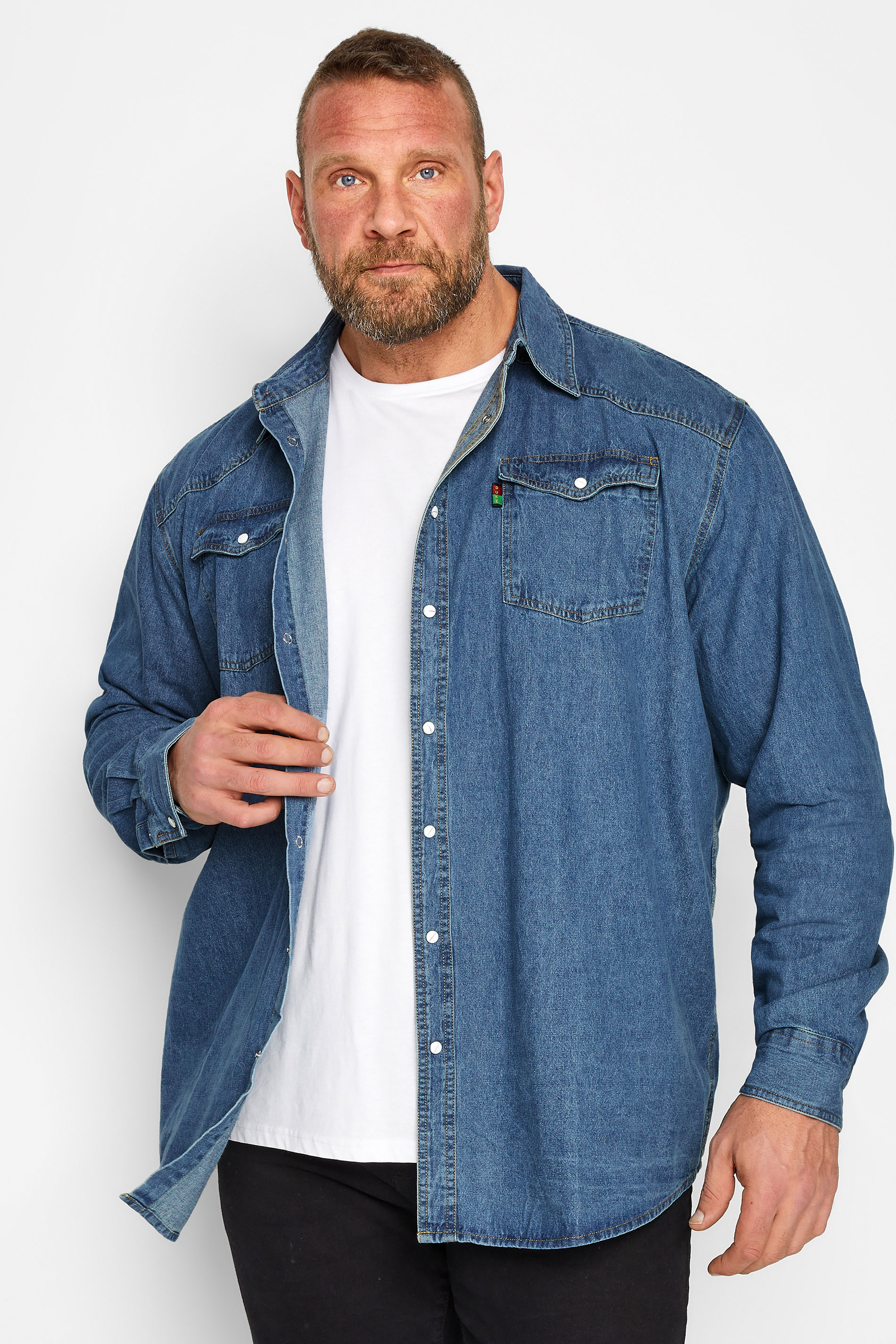 D555 Big & Tall Blue Duke Denim Shirt | BadRhino 1