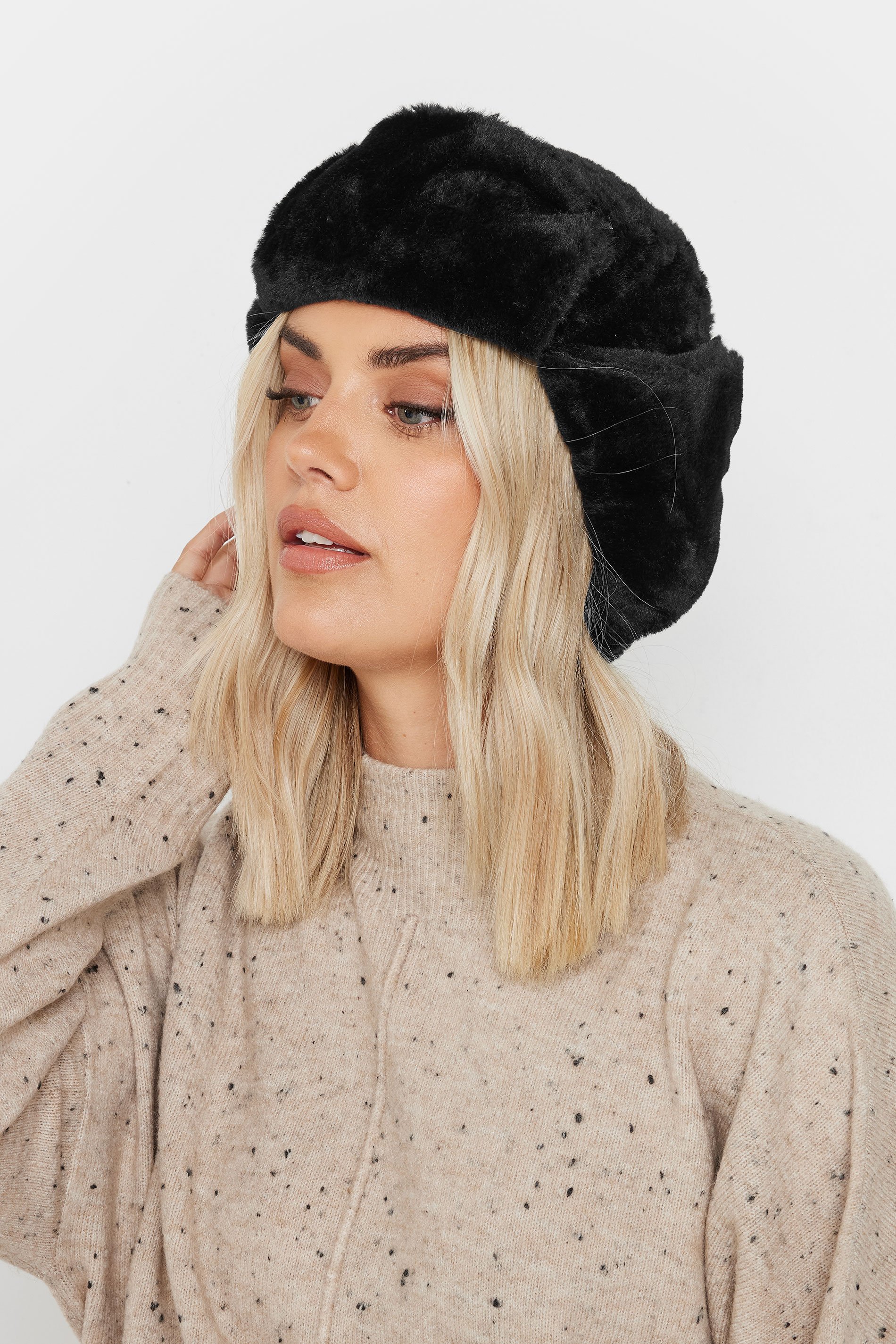 Black Faux Fur Clip Trapper Hat | Yours Clothing 2