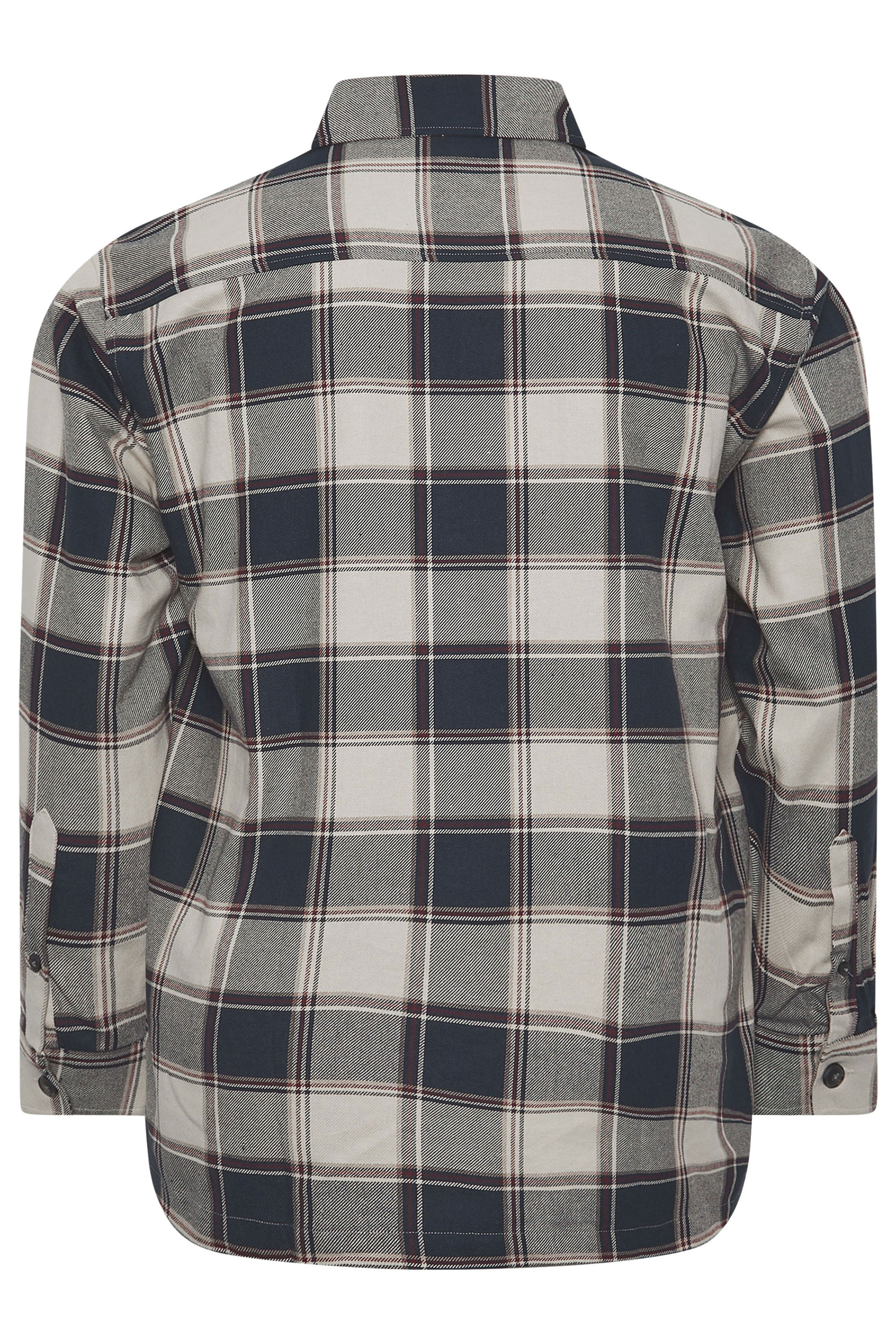 KAM Big & Tall Navy Cotton Twill Checked Overshirt | BadRhino 5