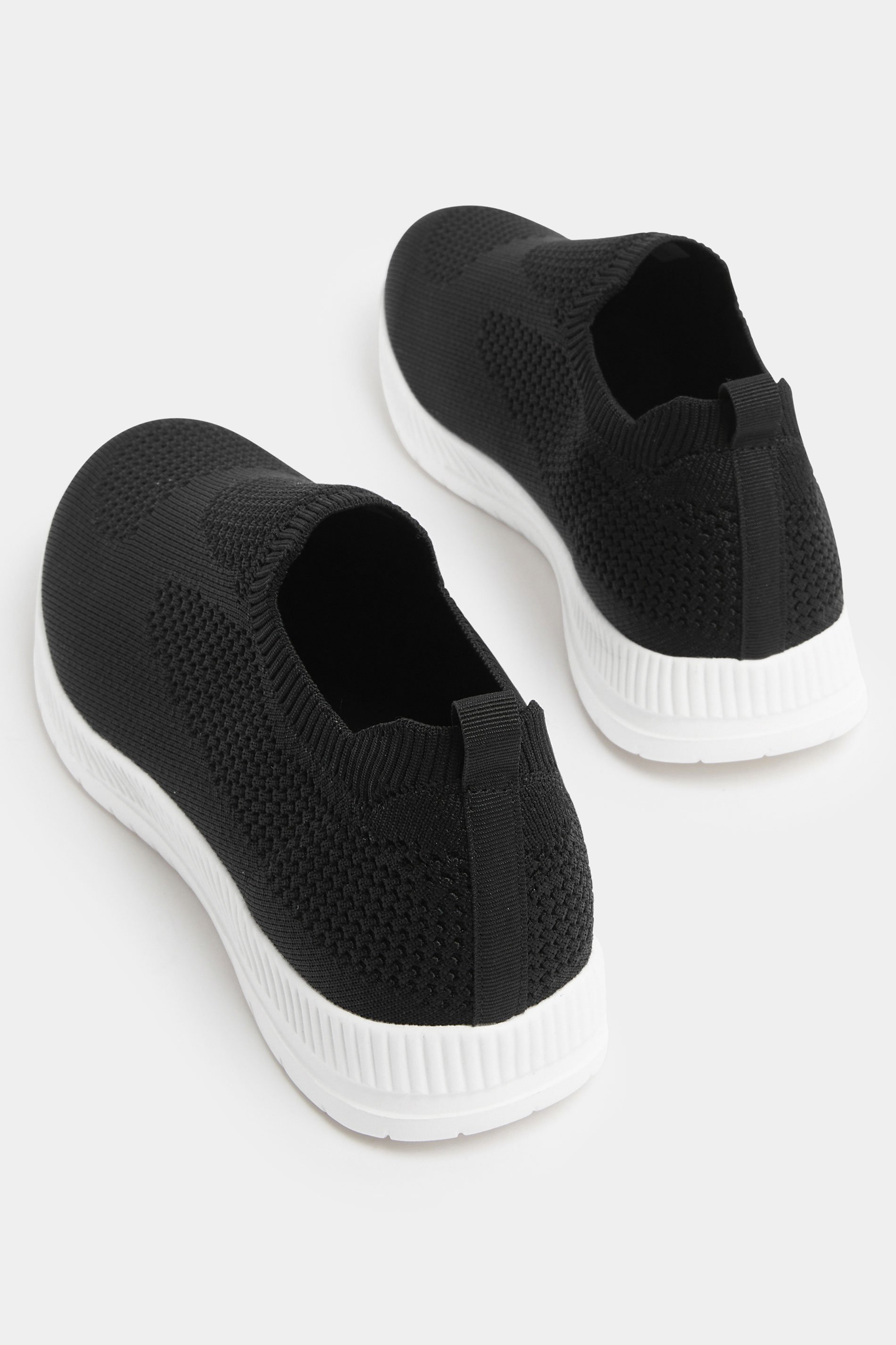 Black Knitted Slip On Trainers In Wide E Fit | Yours Clothing 5