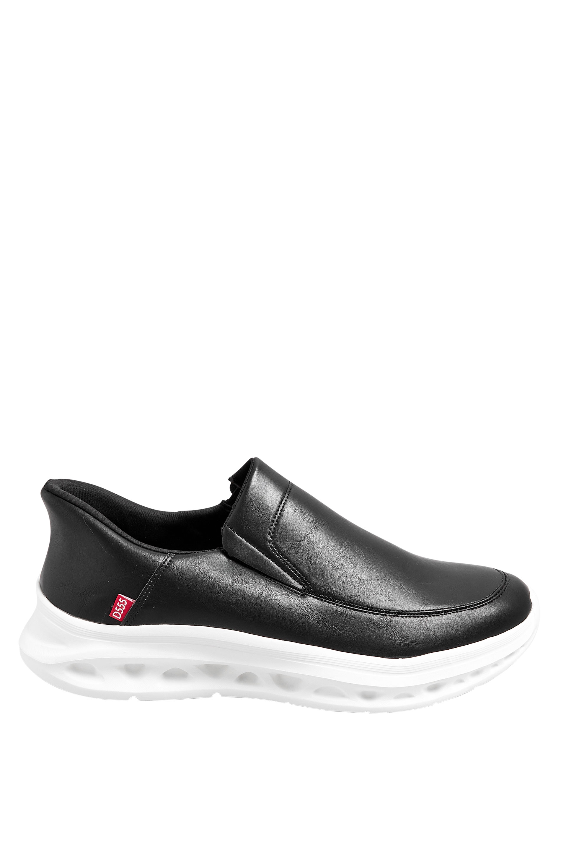 D555 Black Faux Leather Slip On Shoes | BadRhino 4