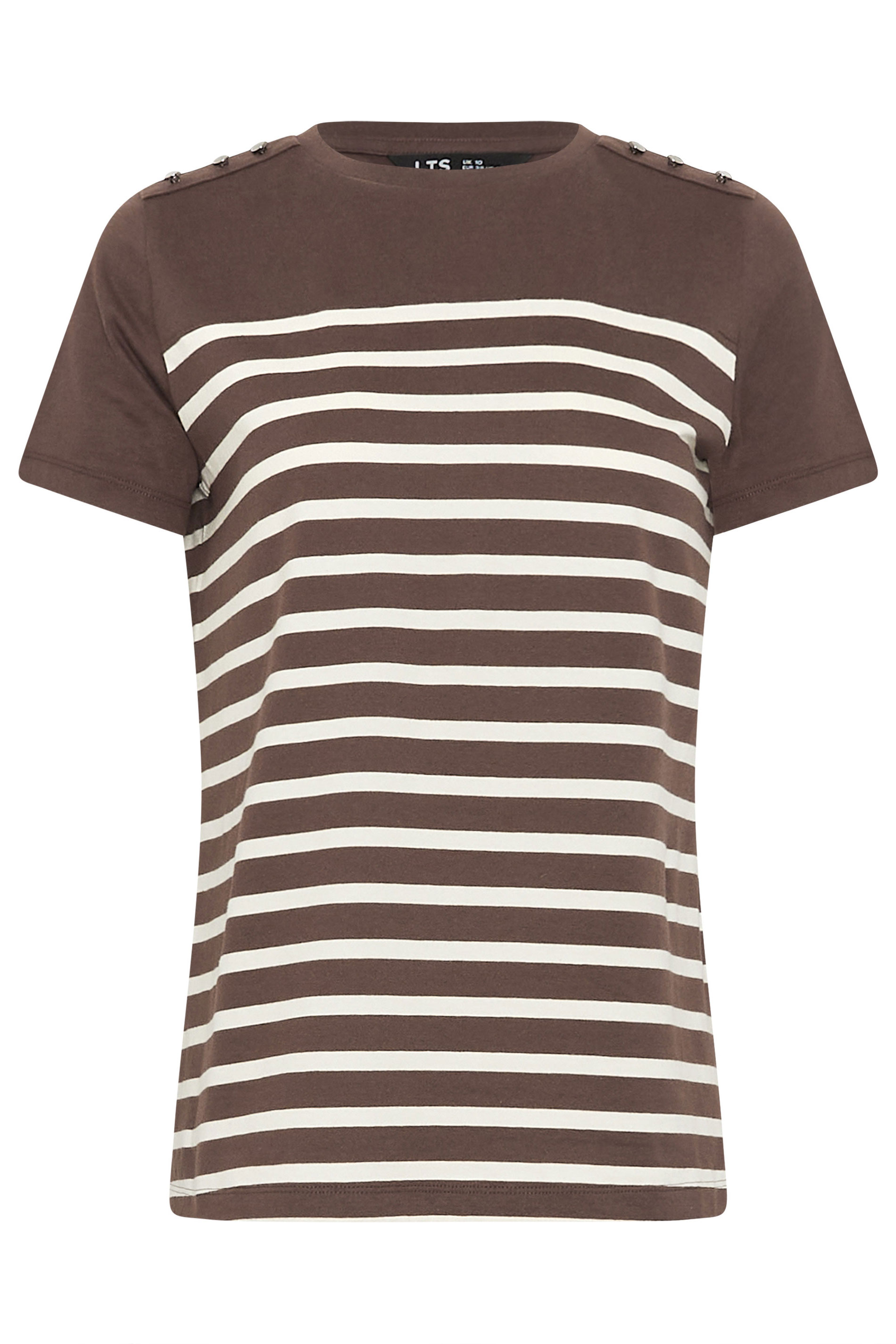 LTS Tall Women's Chocolate Brown Stripe Button T-Shirt | Long Tall Sally  5