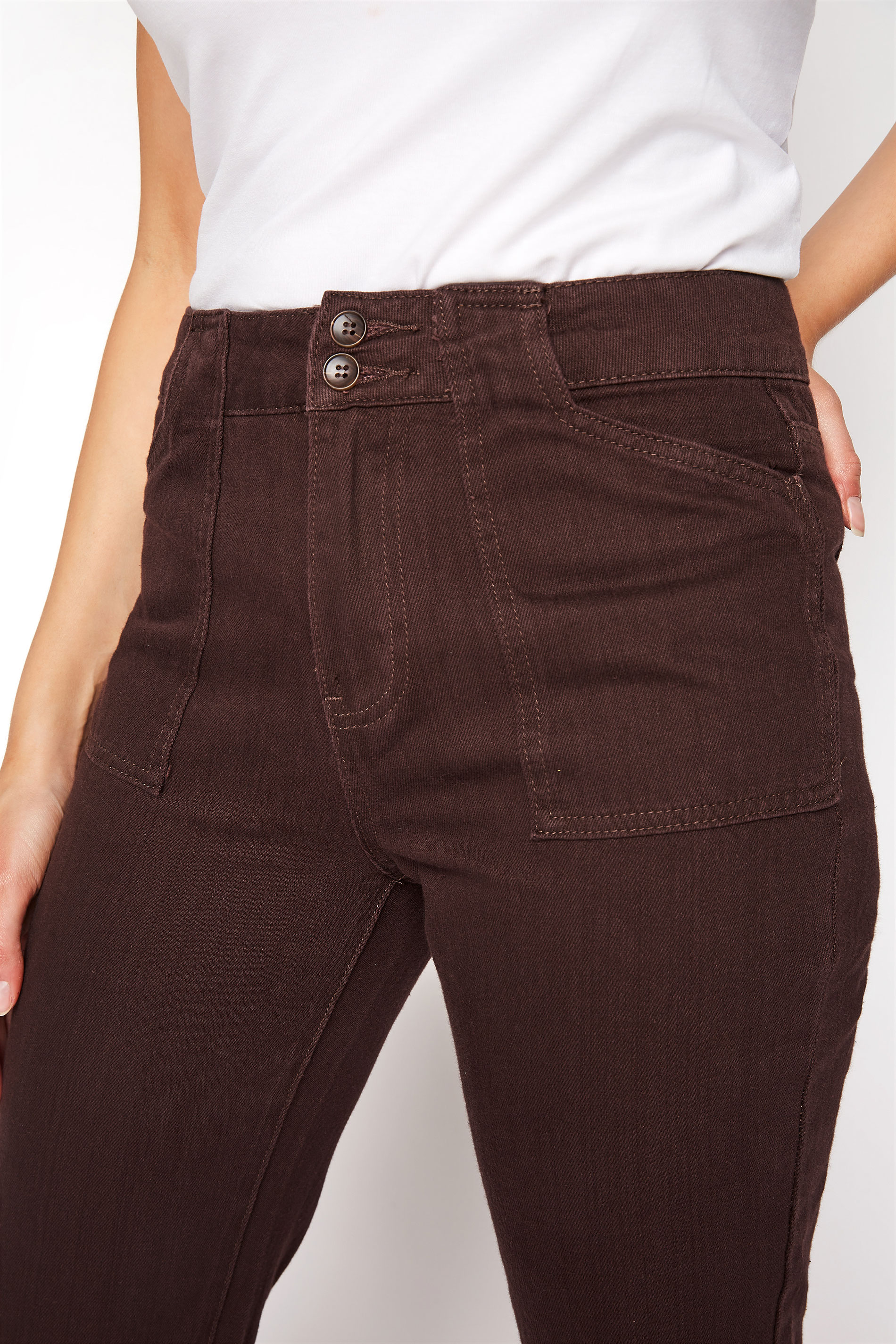 Cotton Twill Kick Flare Cropped Trouser | Long Tall Sally  3
