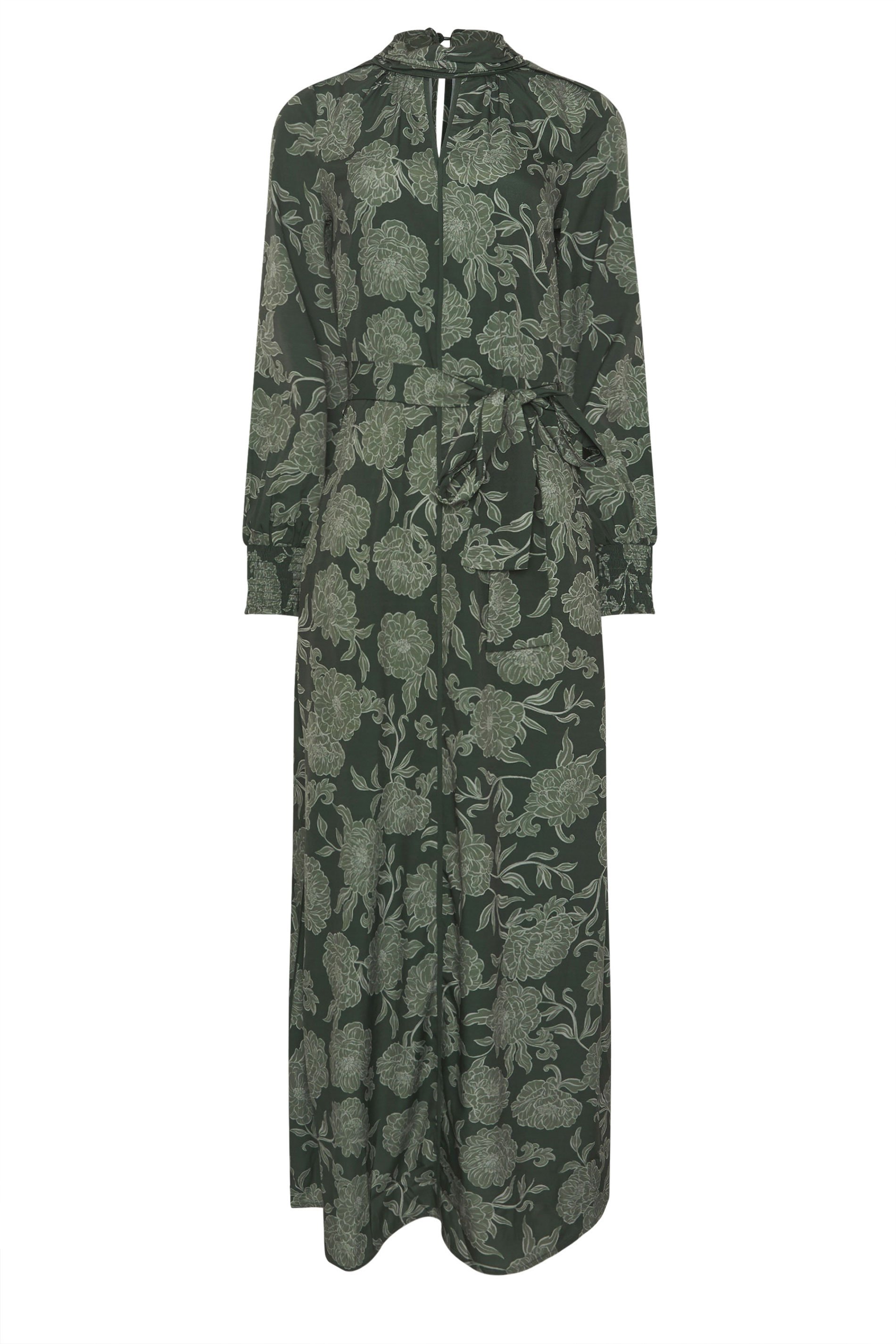 LTS Tall Green Floral High Neck Tie Dress | Long Tall Sally 5