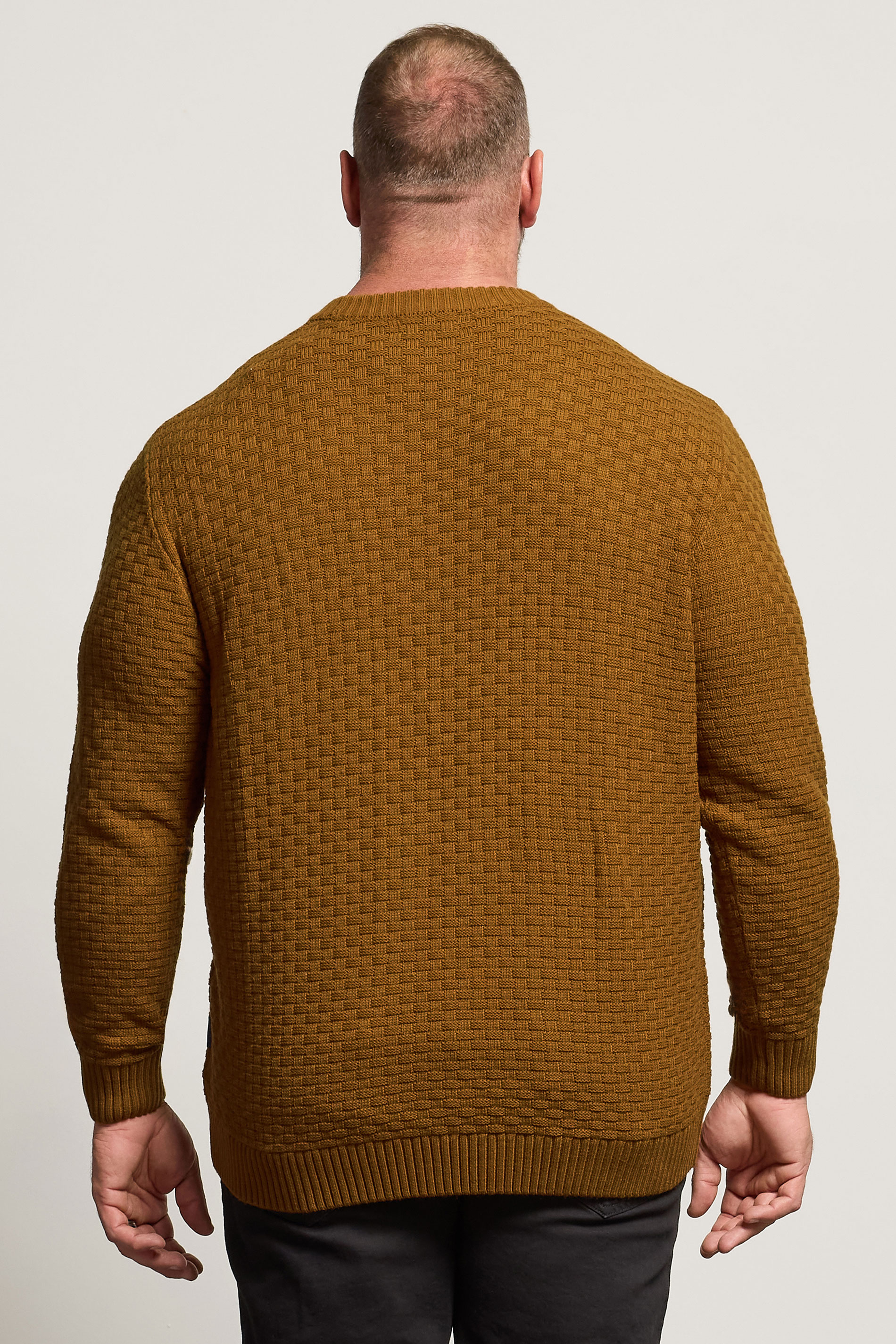 BadRhino Big & Tall Brown Textured Crew Neck Knitted Jumper | BadRhino 4