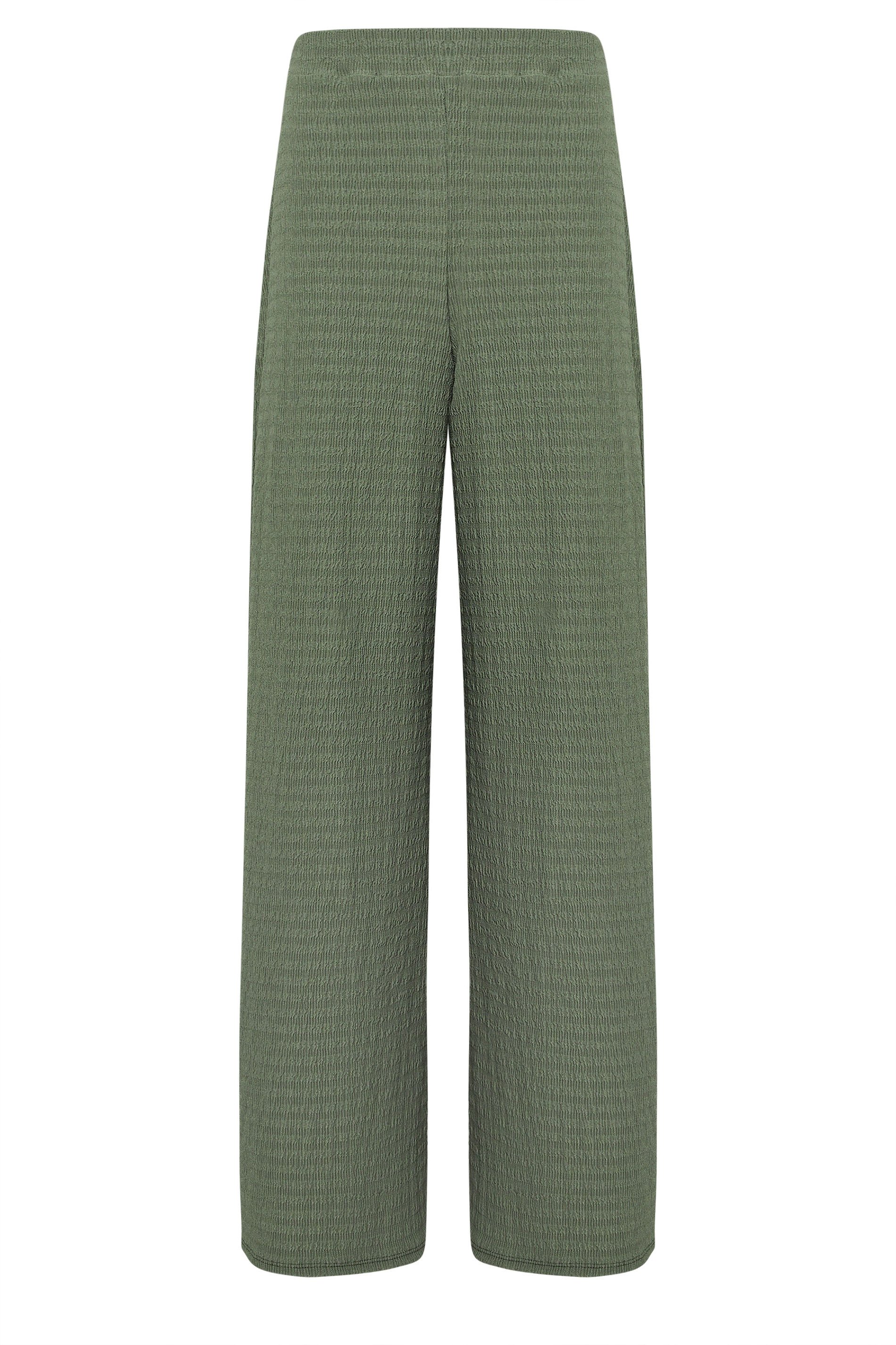 LTS Tall Women's Khaki Green Wide Leg Textured Trousers | Long Tall Sally 5