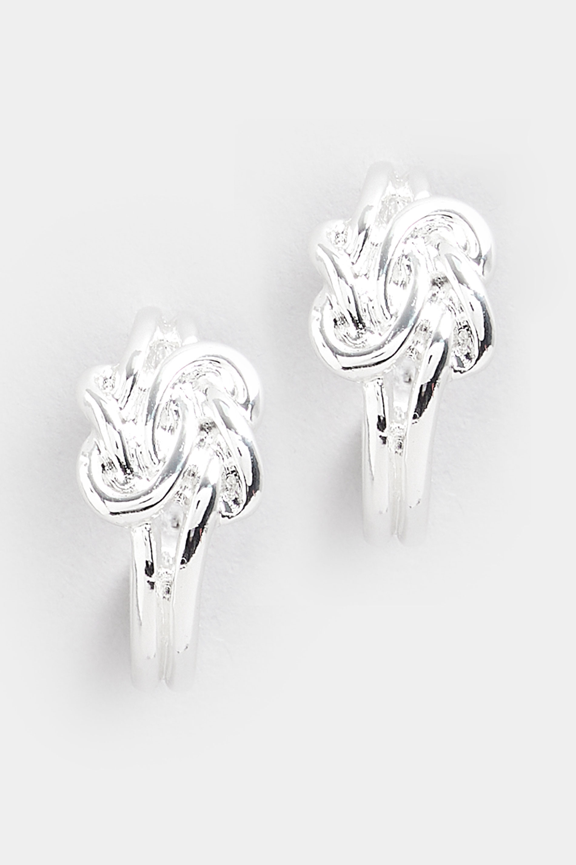 Silver Tone Knot Hoop Earrings | Yours Clothing 2