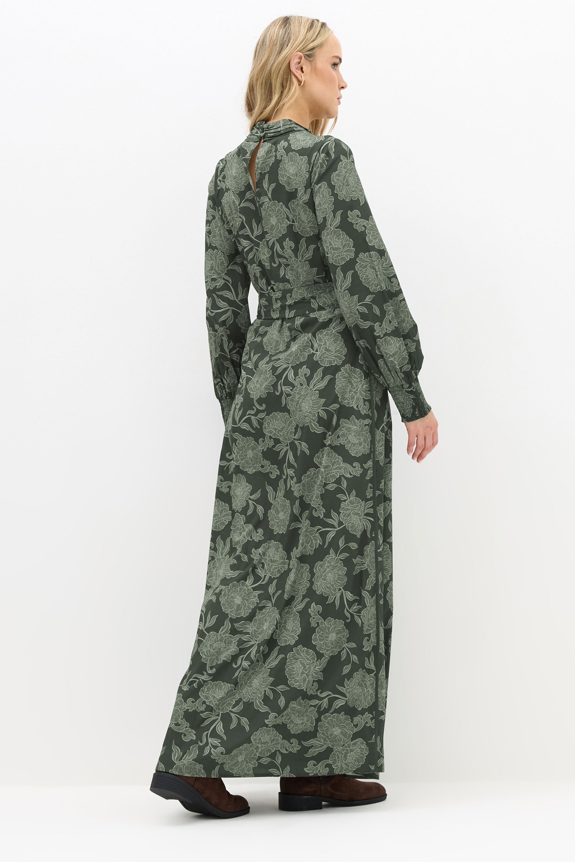 LTS Tall Green Floral High Neck Tie Dress | Long Tall Sally 3