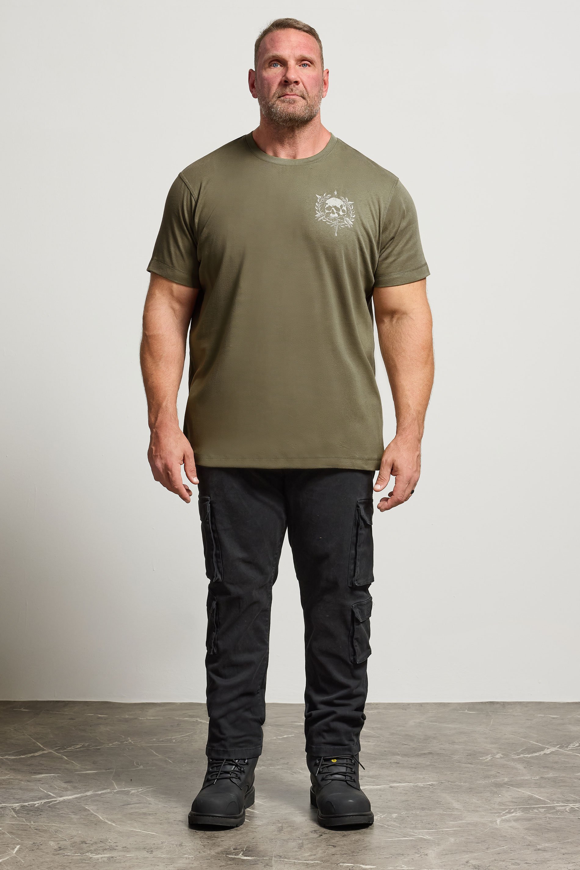 BadRhino Big & Tall Olive Green Skull Emblem Graphic T-Shirt | BadRhino 4