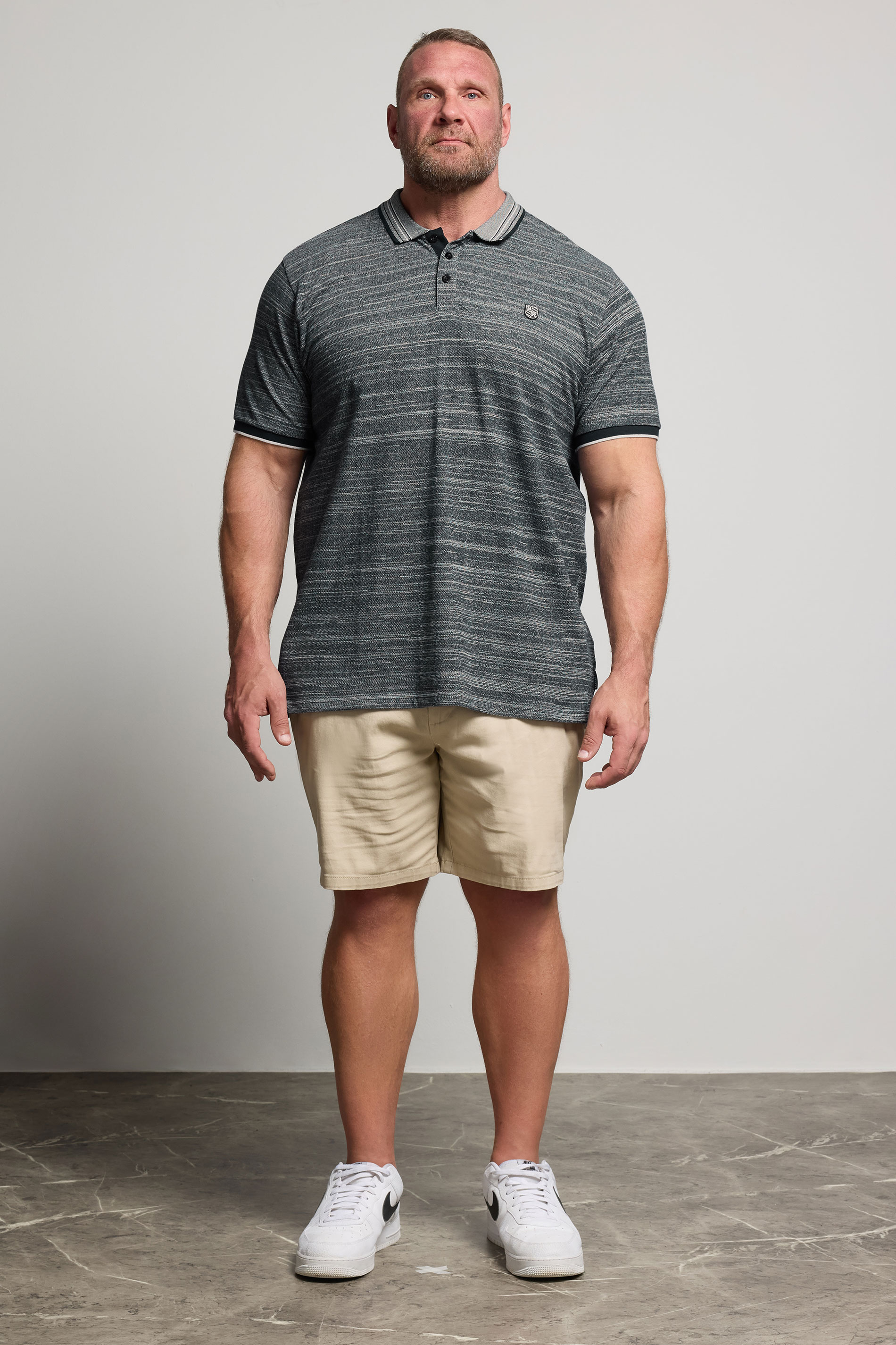 BadRhino Big & Tall Navy Blue Jacquard Polo Shirt | BadRhino 2