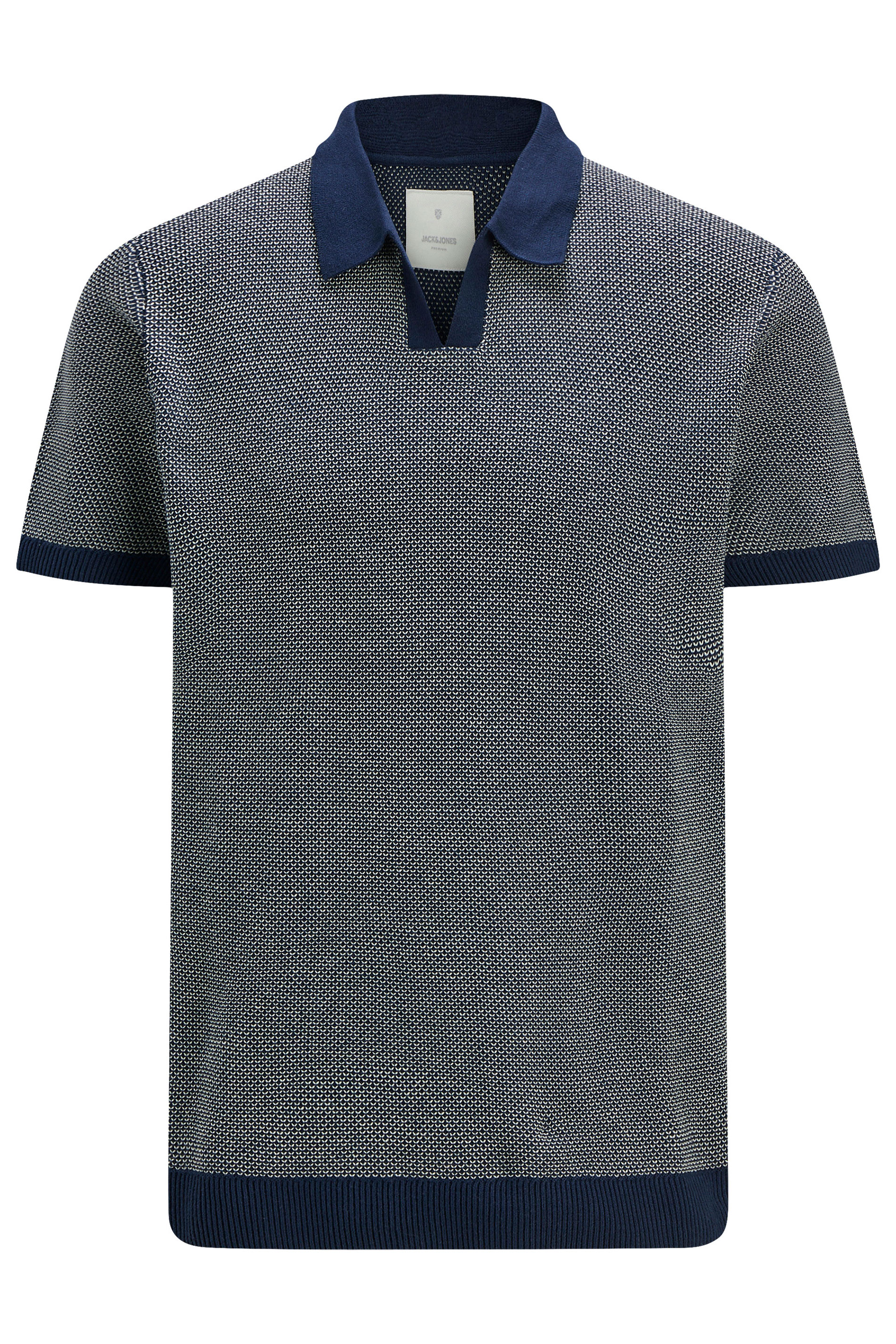 JACK & JONES Big & Tall Navy Blue Knitted Polo | BadRhino 2