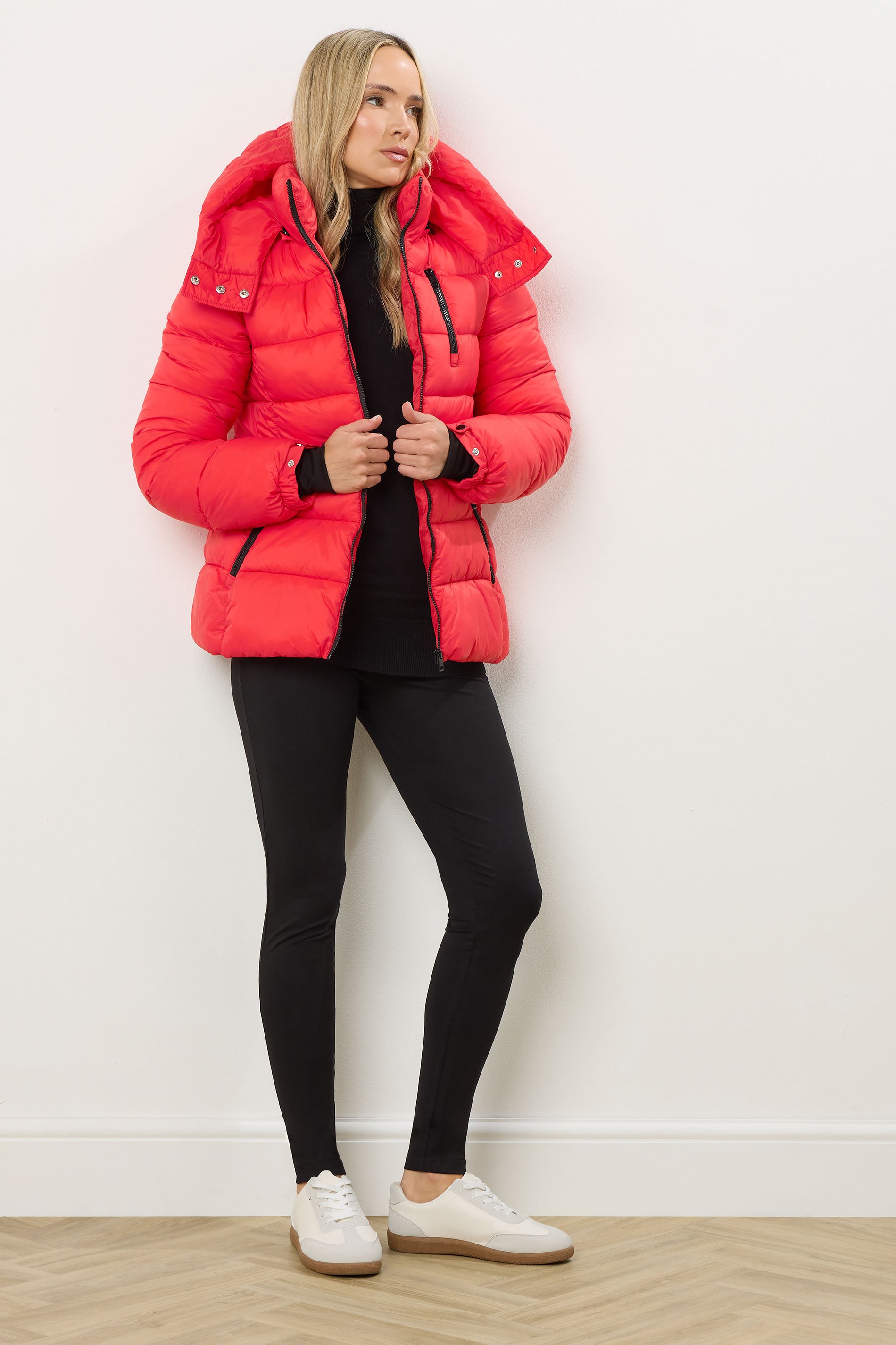 LTS Tall Coral Red Padded Ski Coat | Long Tall Sally 3
