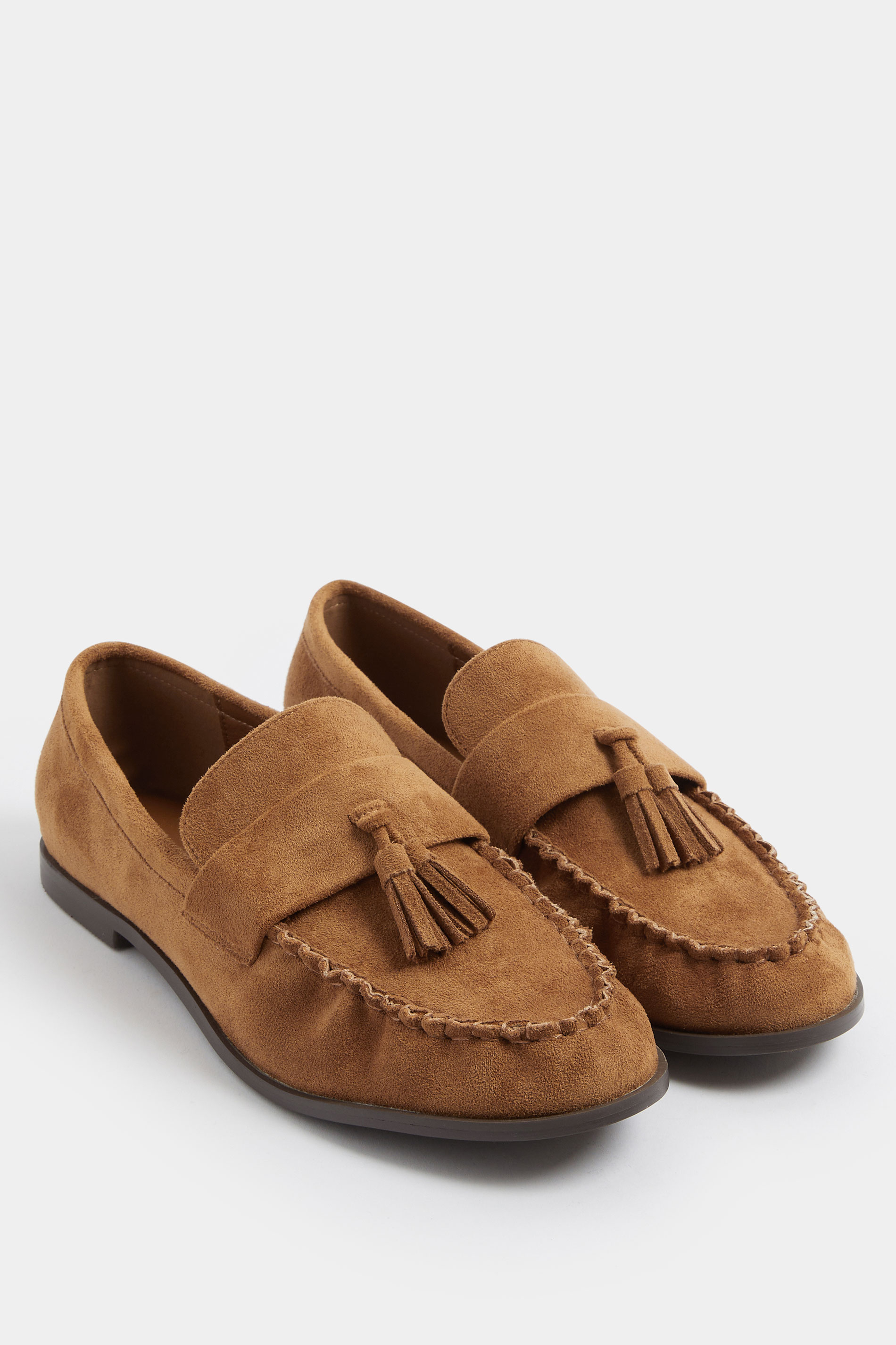 LTS Natural Brown Faux Suede Tassel Loafer In Standard Fit | Long Tall Sally 3