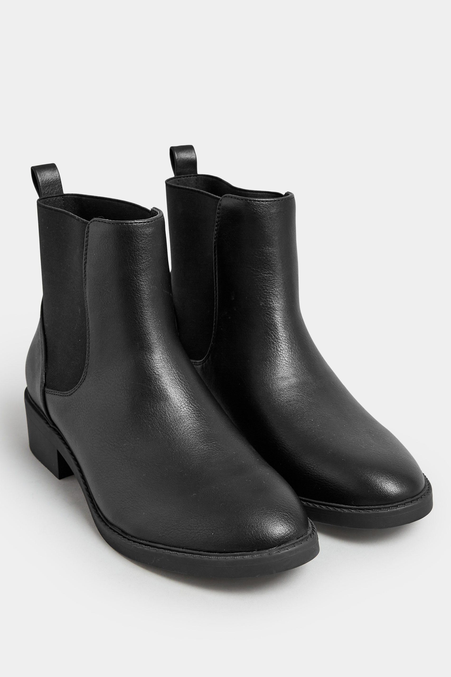 Black Faux Leather Elasticated Chelsea Boots In Wide E Fit & Extra Wide EEE Fit | Yours Clothing 2