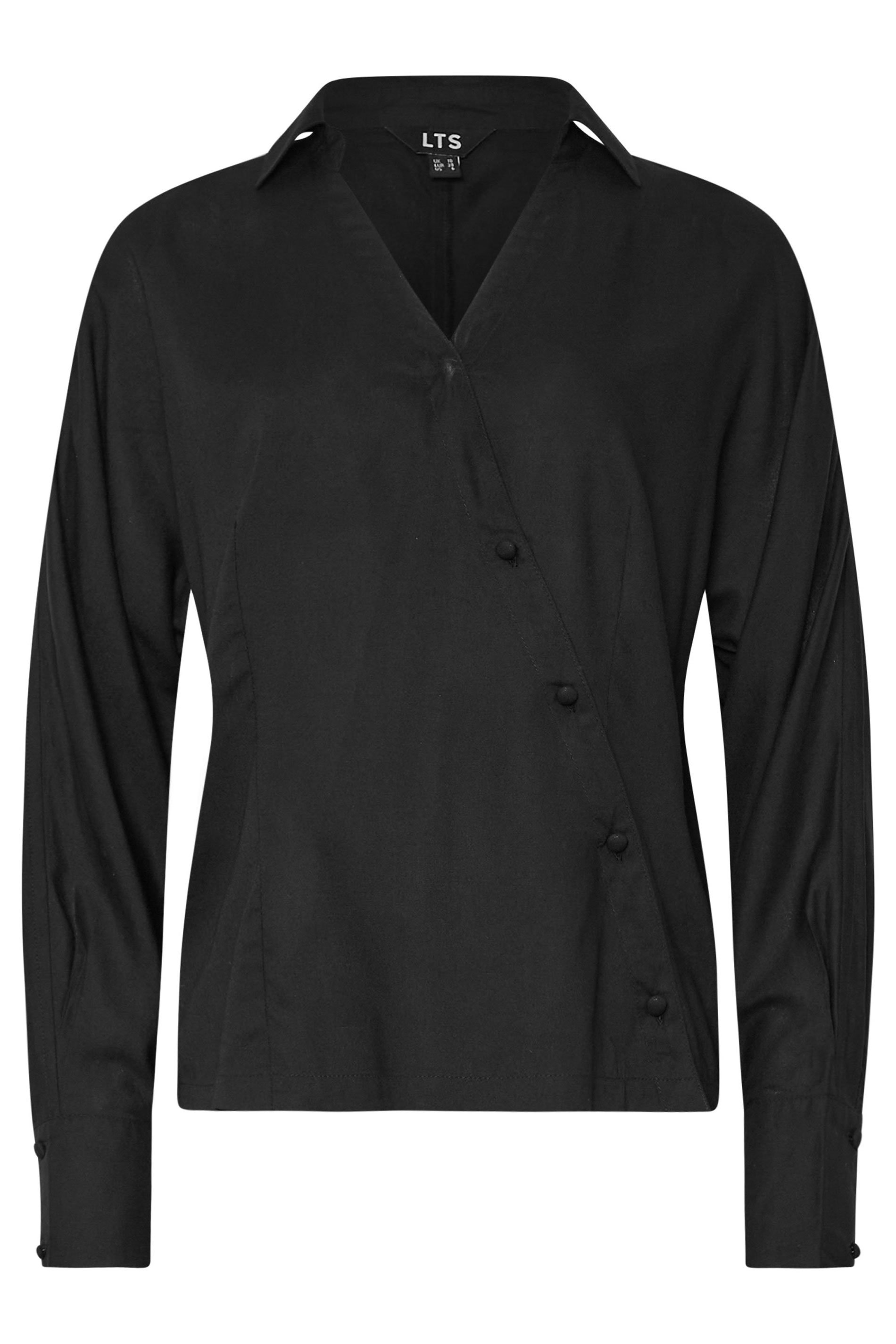 LTS Tall Black Asymmetric Button Shirt | Long Tall Sally 5