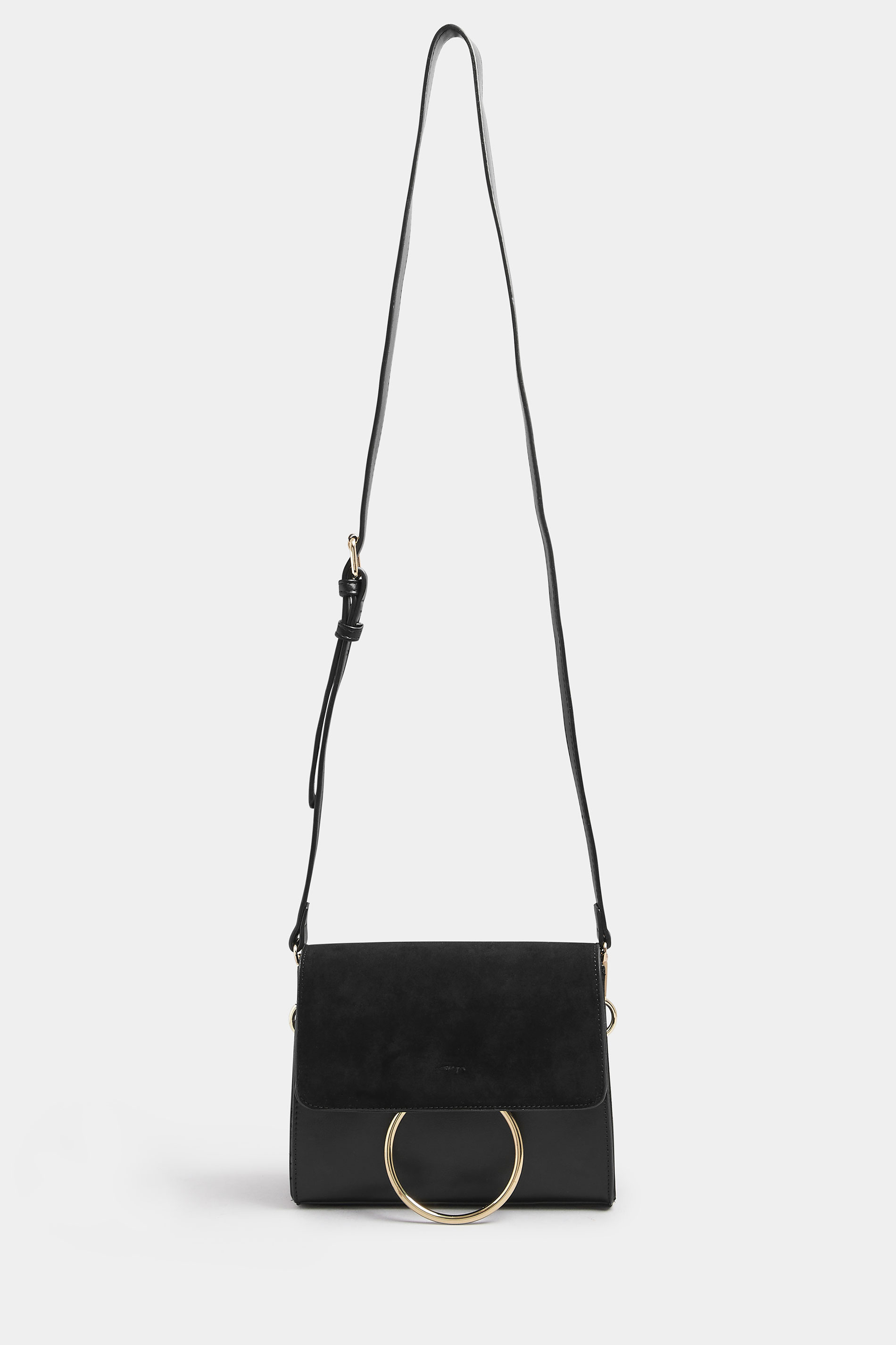 Black Ring Detail Cross Body Bag | Yours Clothing 2