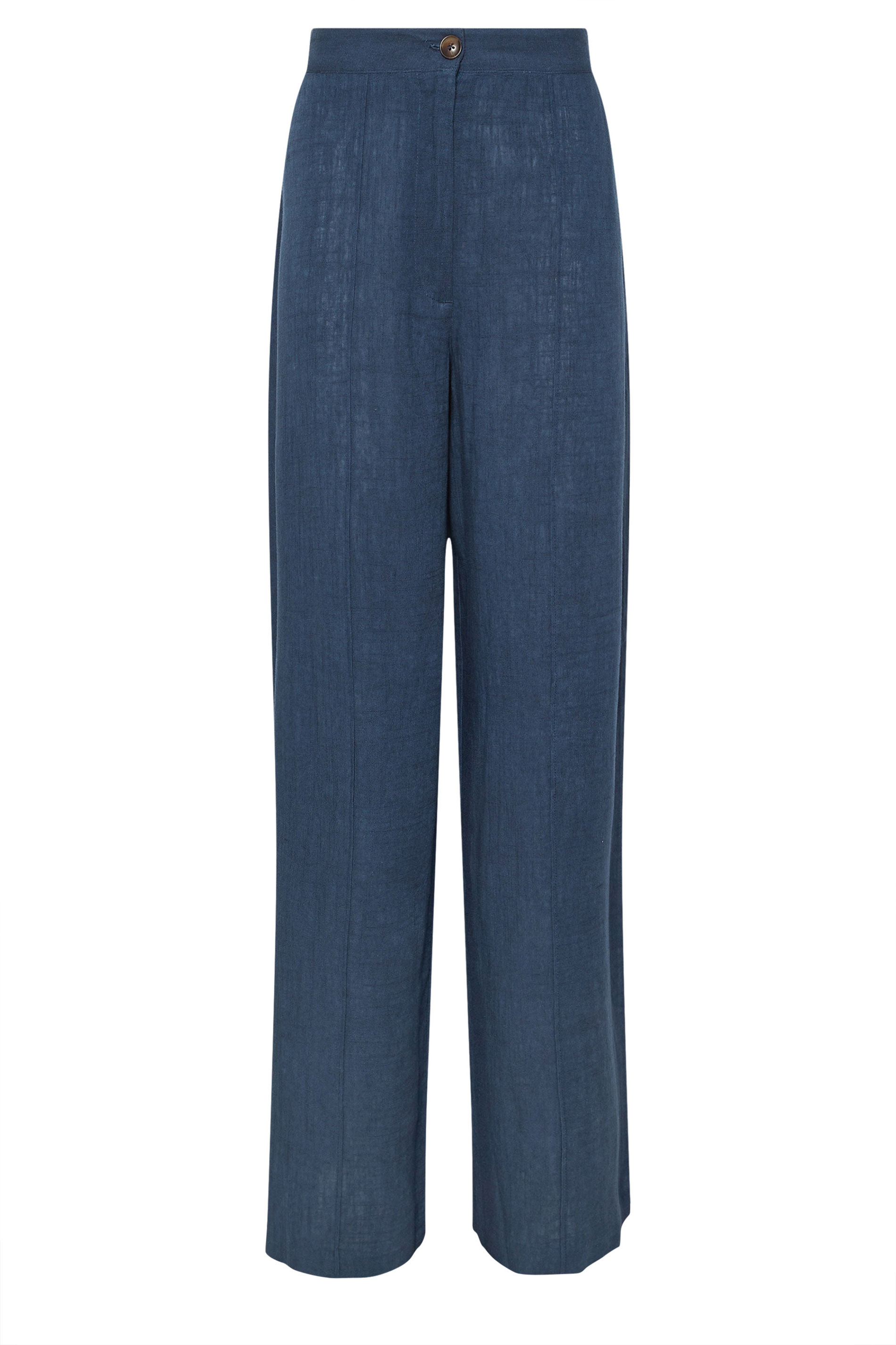 LTS Tall Navy Blue Linen Pleated Wide Leg Trousers | Long Tall Sally 7