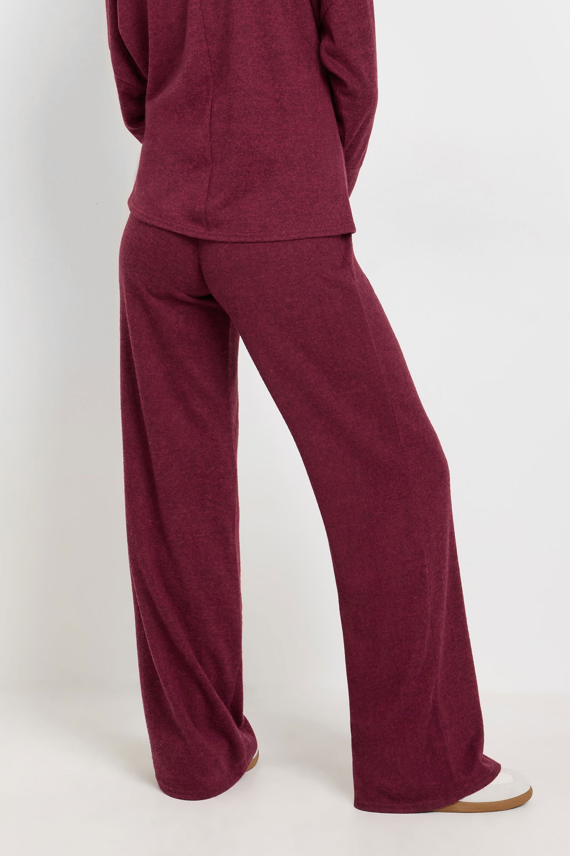 LTS Tall Burgundy Red Drawstring Wide Leg Trousers | Long Tall Sally 3