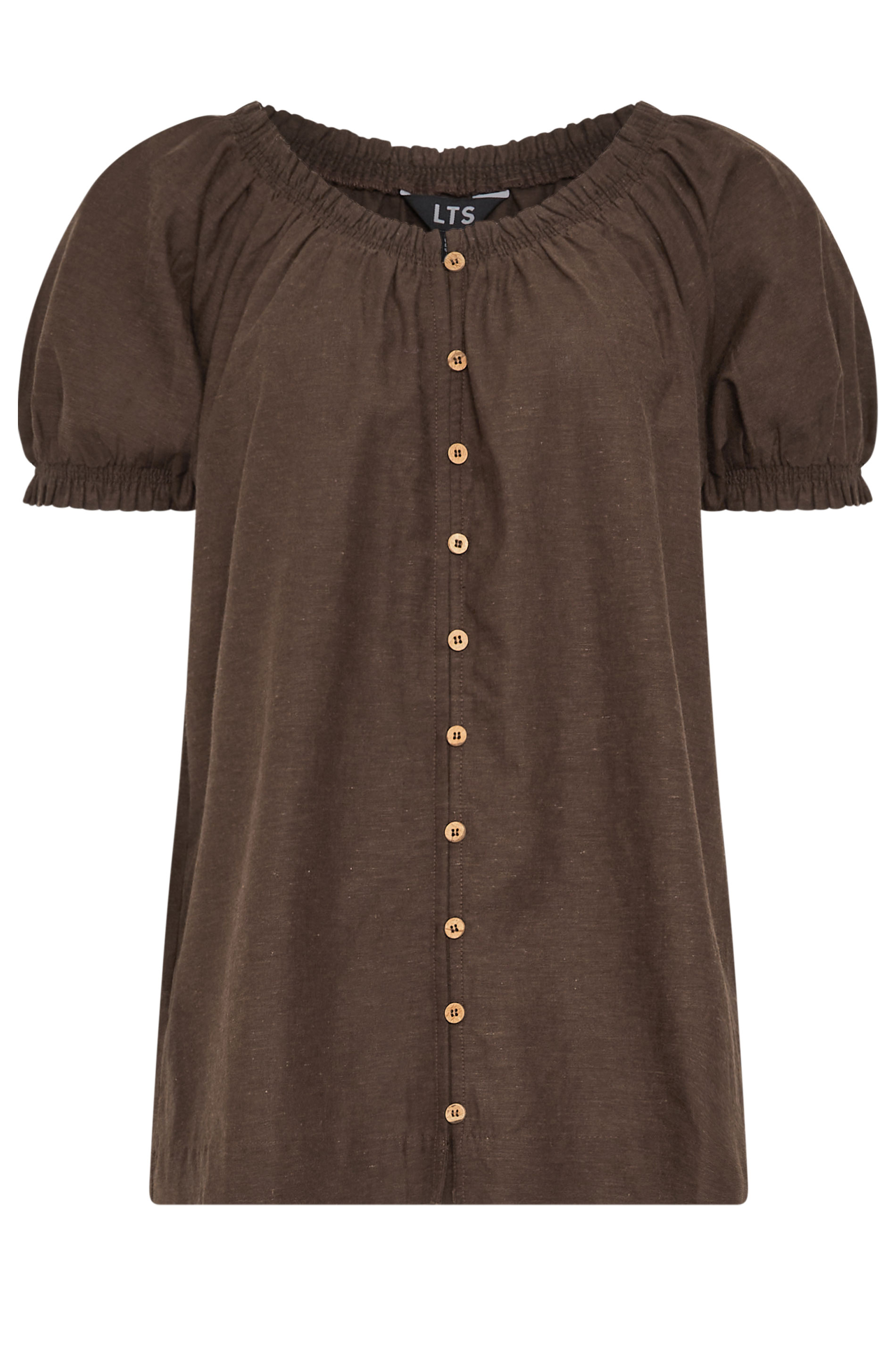 LTS Tall Women's Chocolate Brown Linen Button Blouse | Long Tall Sally 5