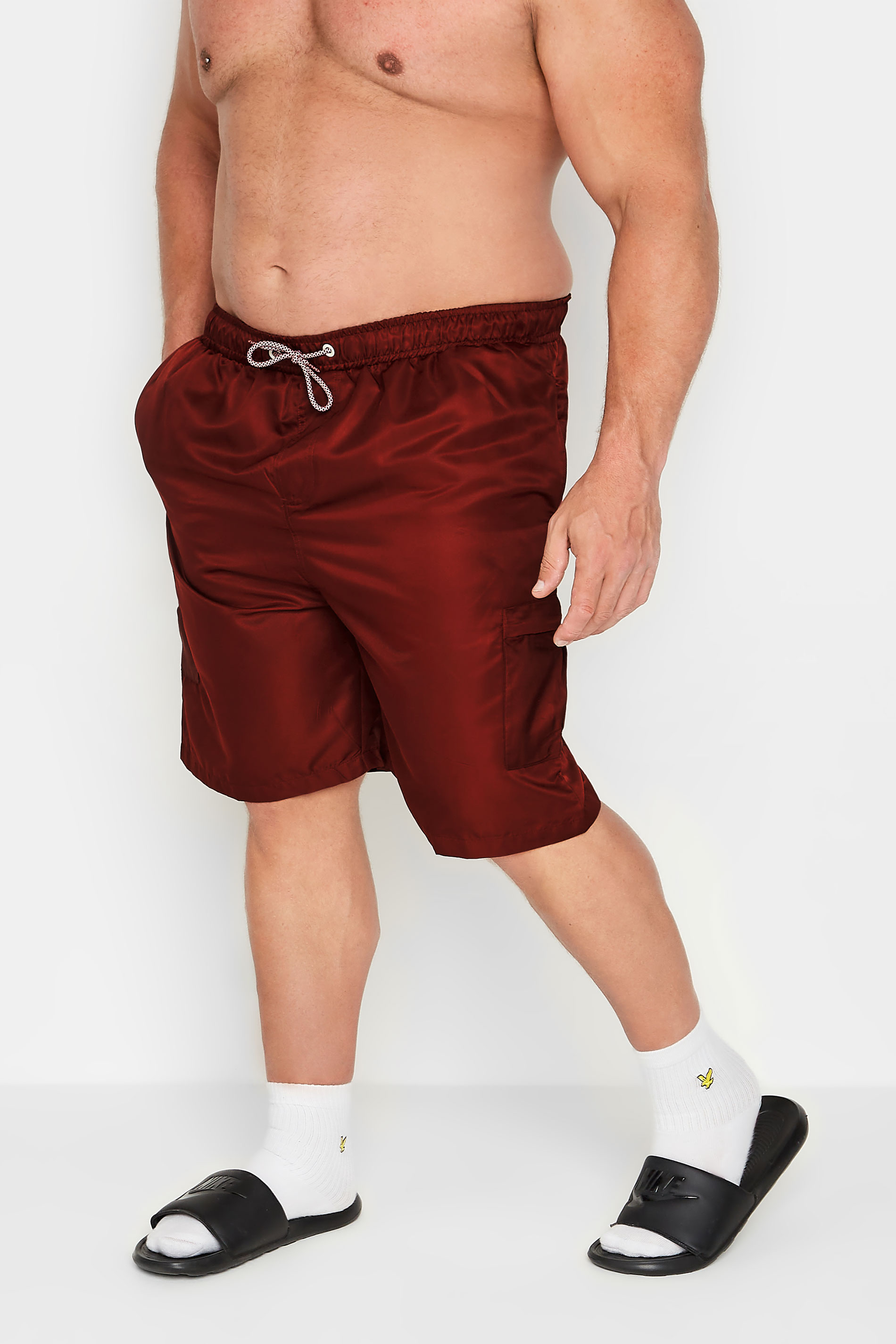 KAM Burgundy Cargo Swim Shorts | BadRhino 1