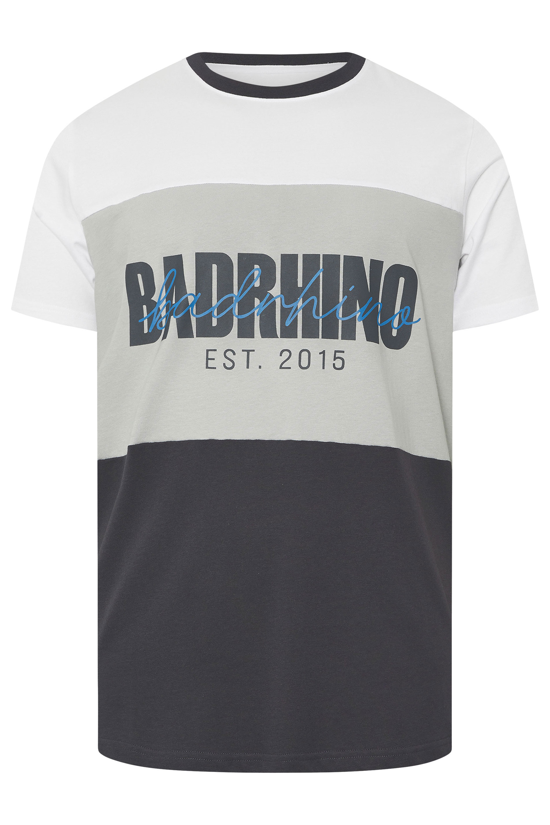 BadRhino Big & Tall Grey Cut & Sew Scripted T-Shirt | BadRhino 6