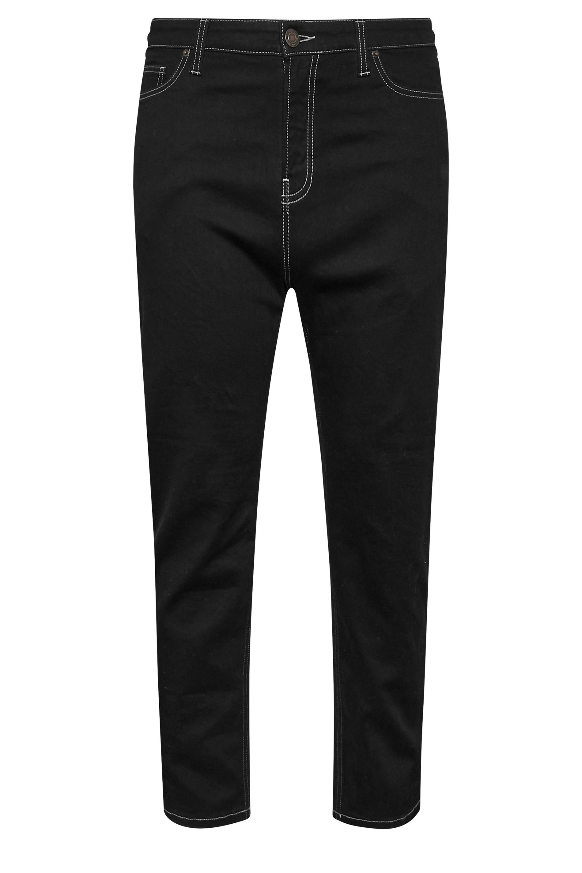 BadRhino Big & Tall Black Contrast Stitch Straight Leg Jeans | BadRhino 7