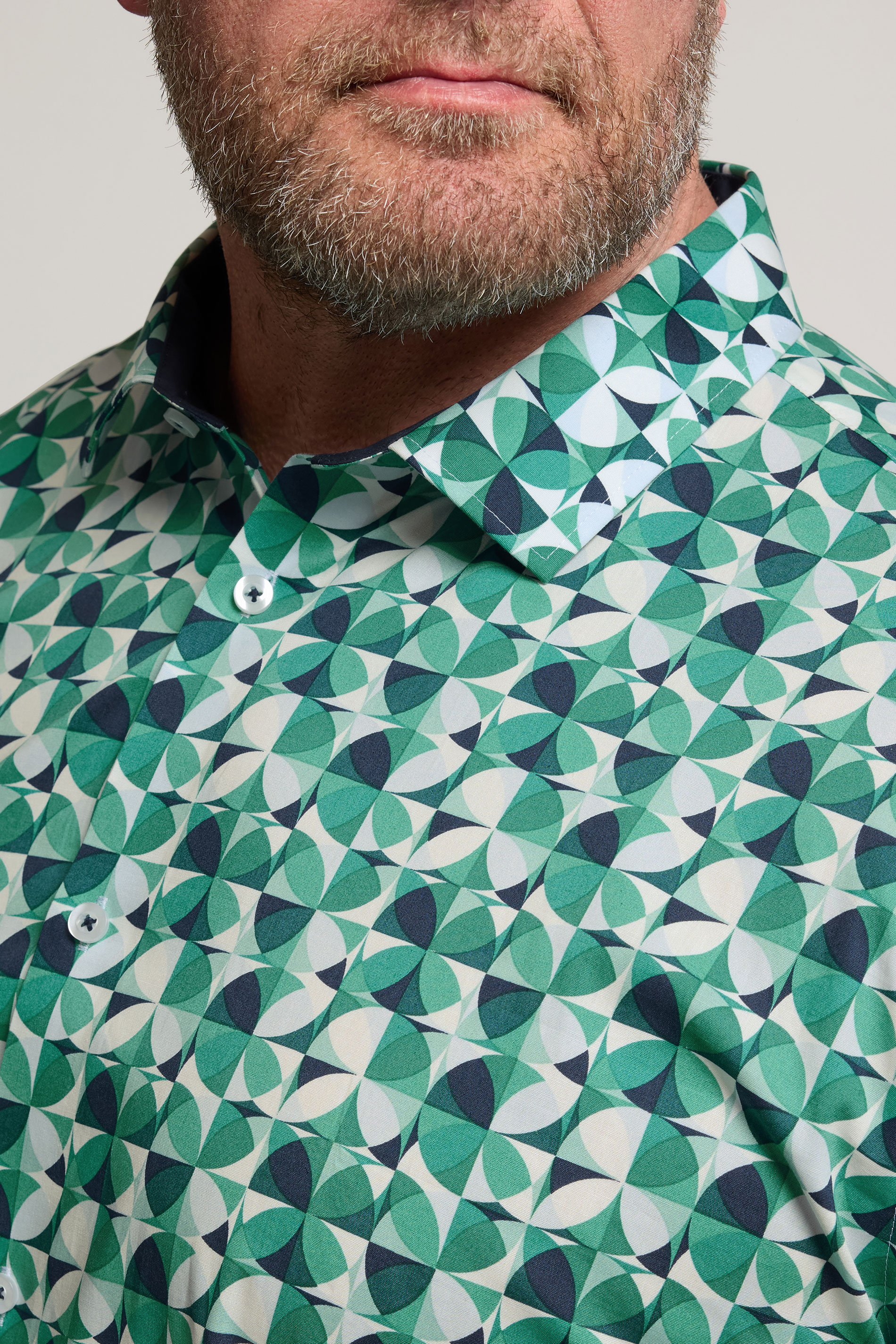 BadRhino Tailoring Big & Tall Green Premium Geometric Long Sleeve Shirt | BadRhino 5