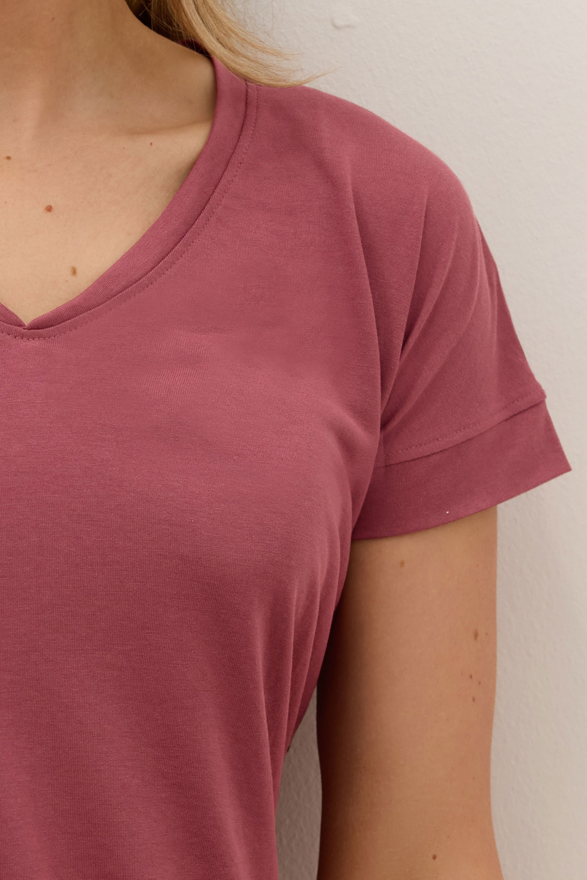 LTS PREMIUM Tall Coral Pink V-Neck Modal T-Shirts | Long Tall Sally 4