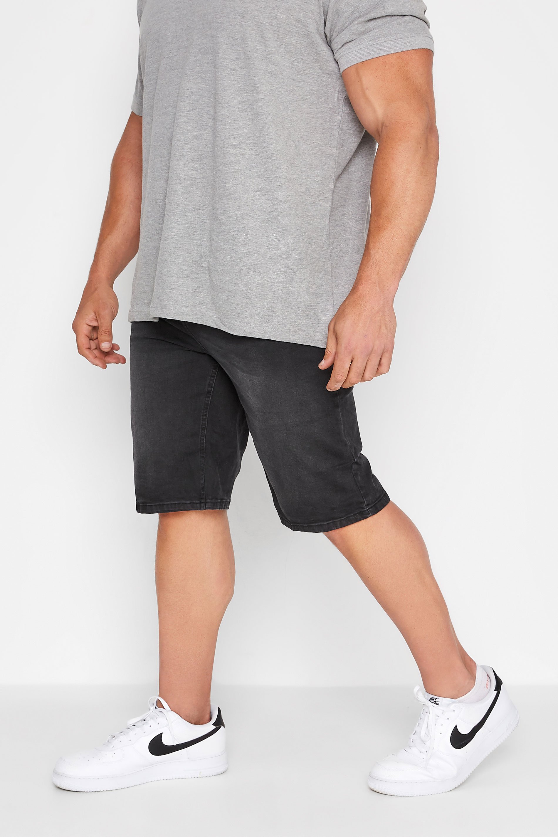 BadRhino Big & Tall Black Washed Denim Shorts | BadRhino 1