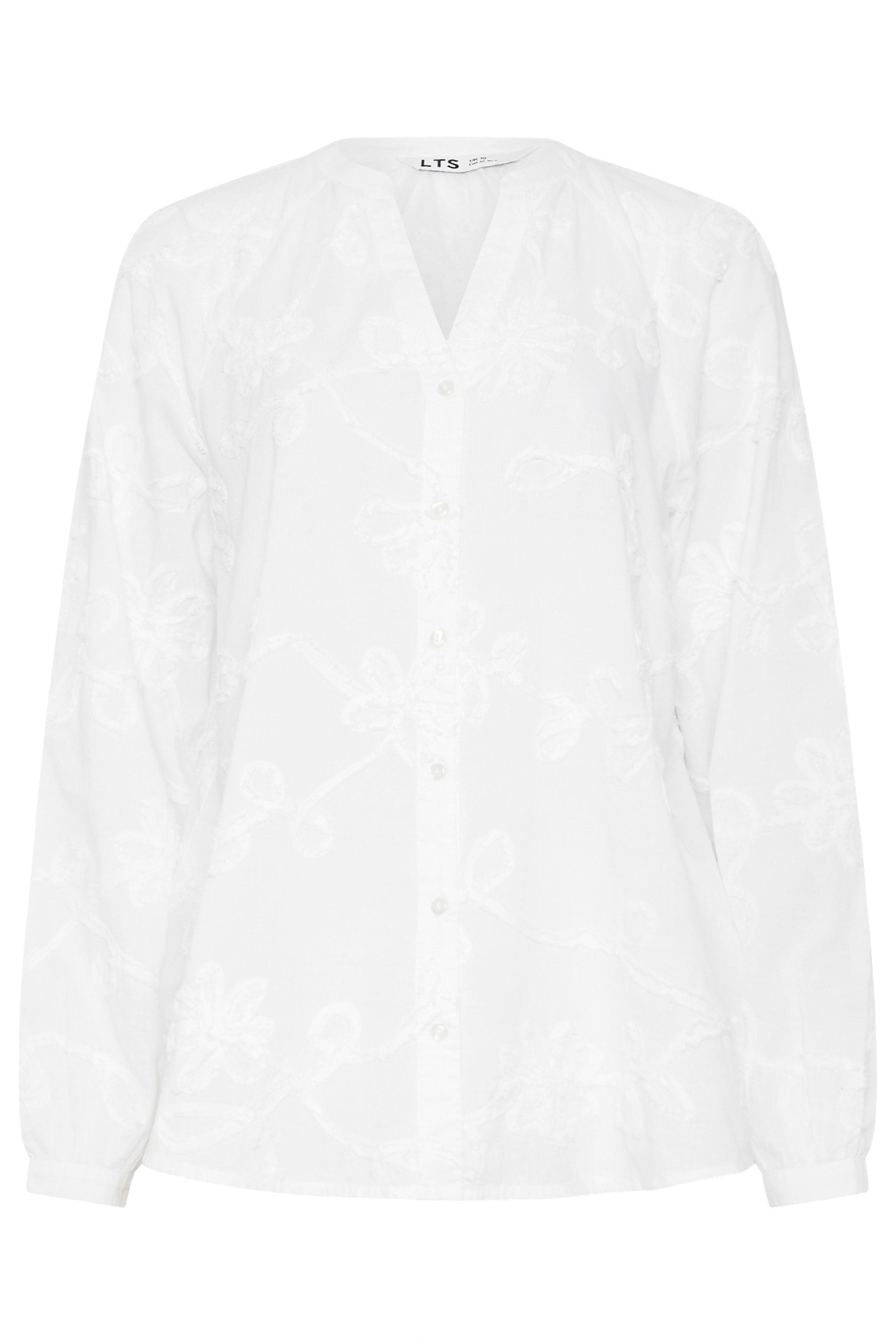 LTS Tall Women's White Floral Cornelli Cotton Shirt | Long Tall Sally 5