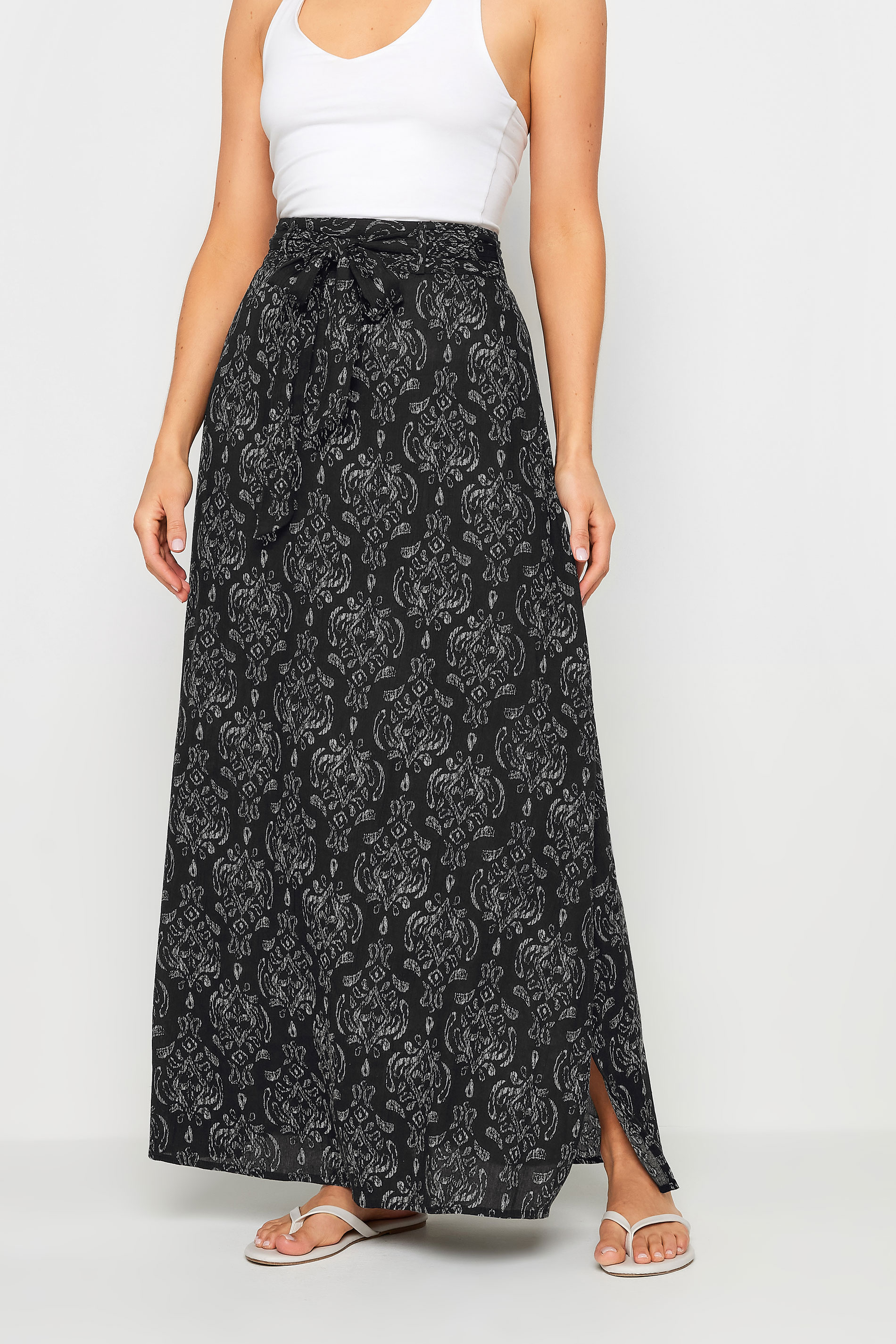 【iiort】Maxi Skirt Black LTS Tall Women's Black Aztec Print Maxi Skirt | Long Tall Sally