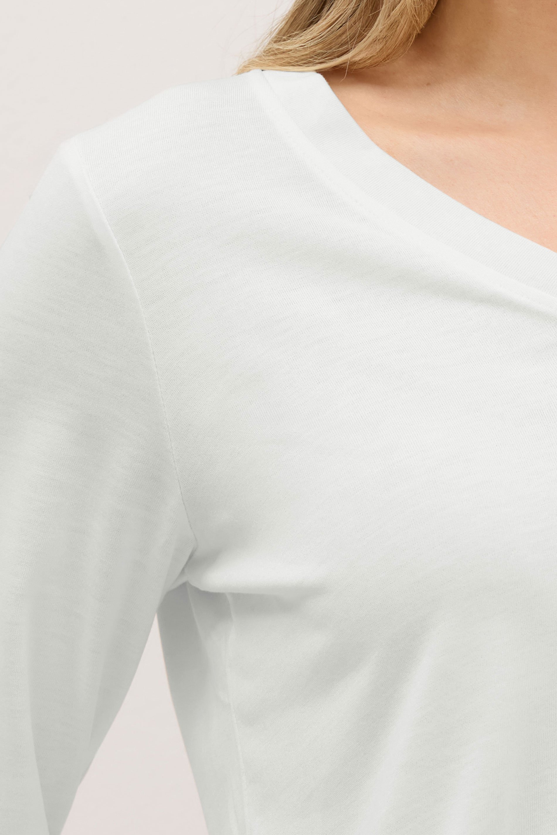 LTS PREMIUM Tall White Long Sleeve V-Neck Top | Long Tall Sally 4