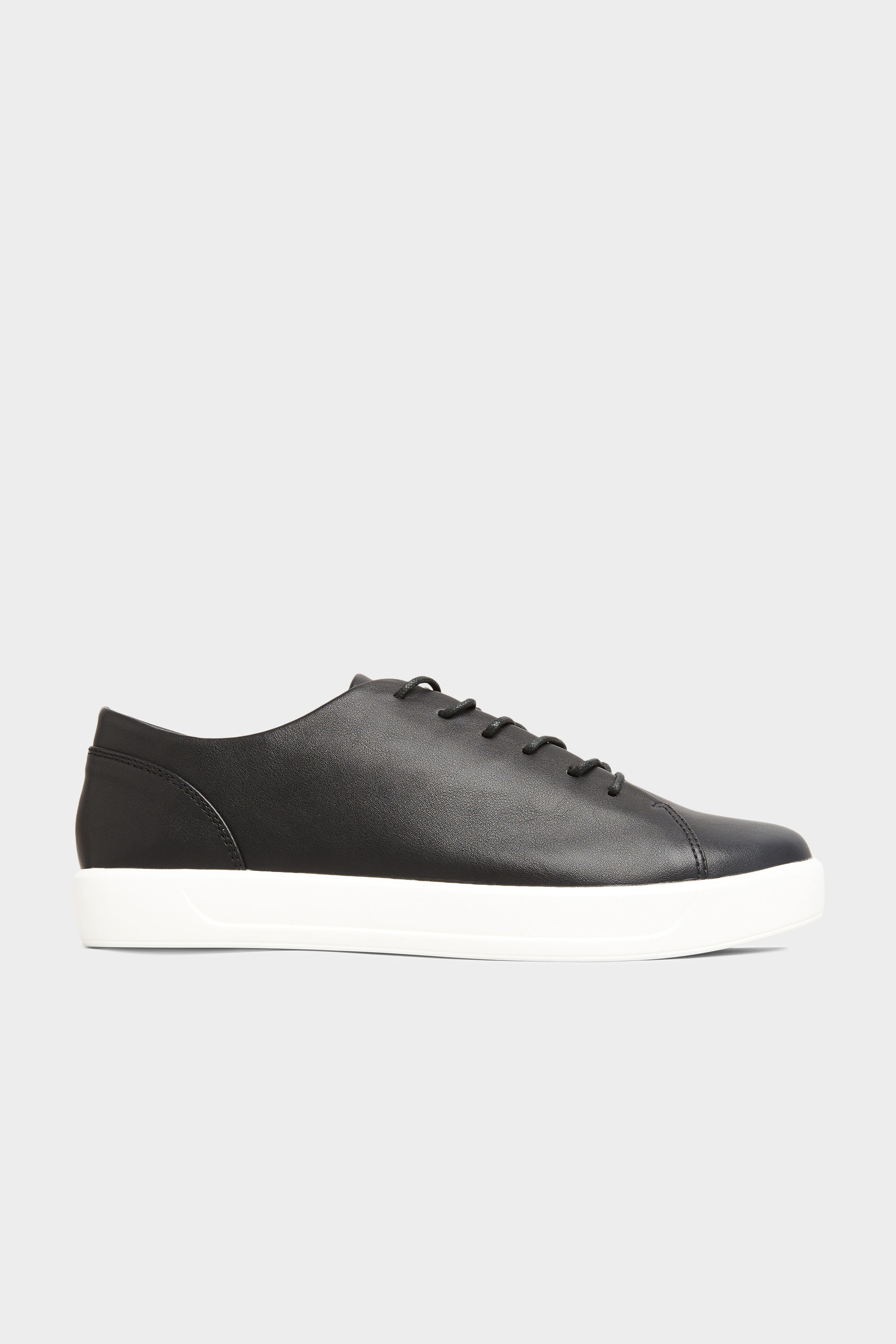 Black Vegan Leather Basic Trainers In Extra Wide Fit | Yours Clothing 3