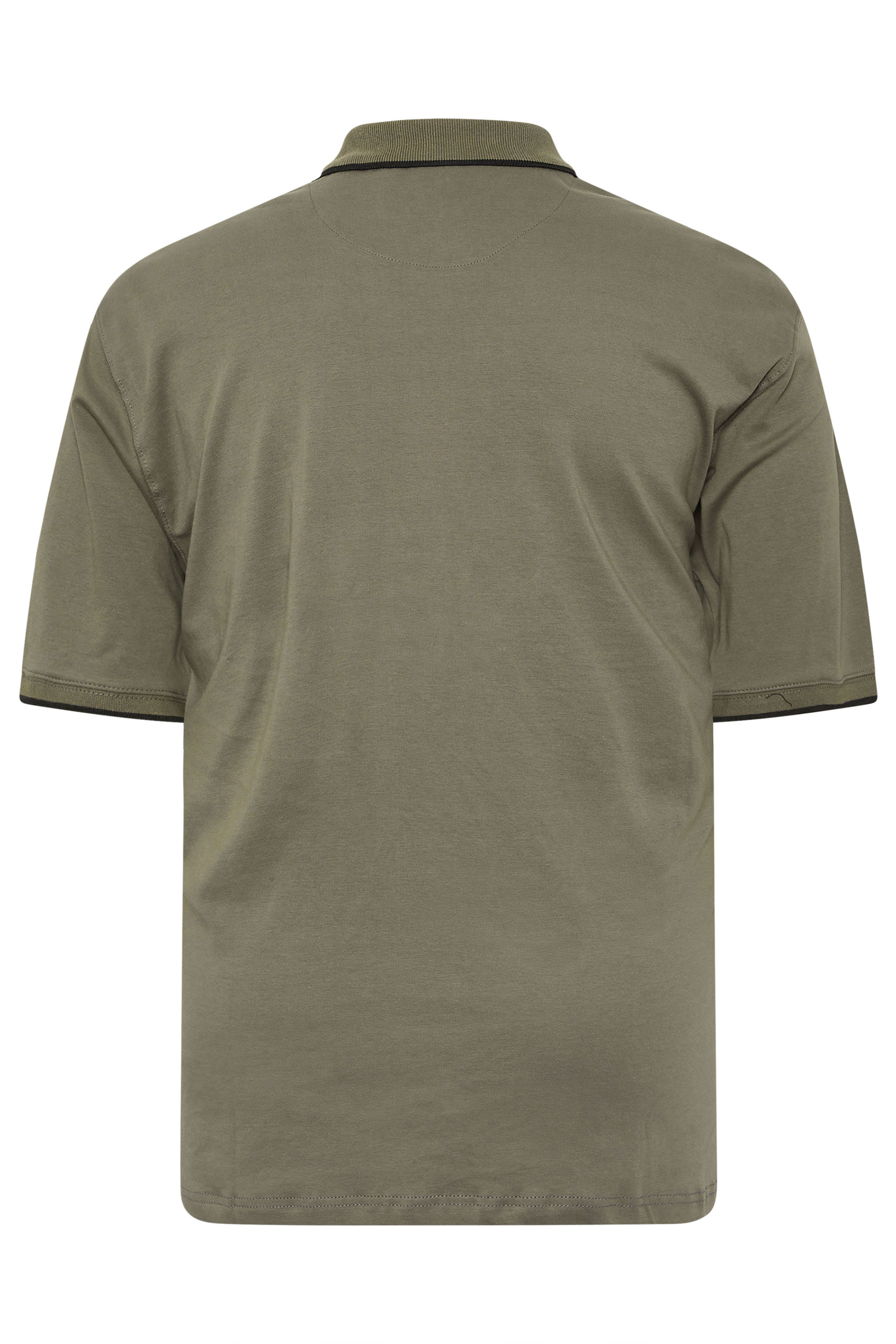 KAM Khaki Green Geometric Print Short Sleeve Polo Shirt | BadRhino 5