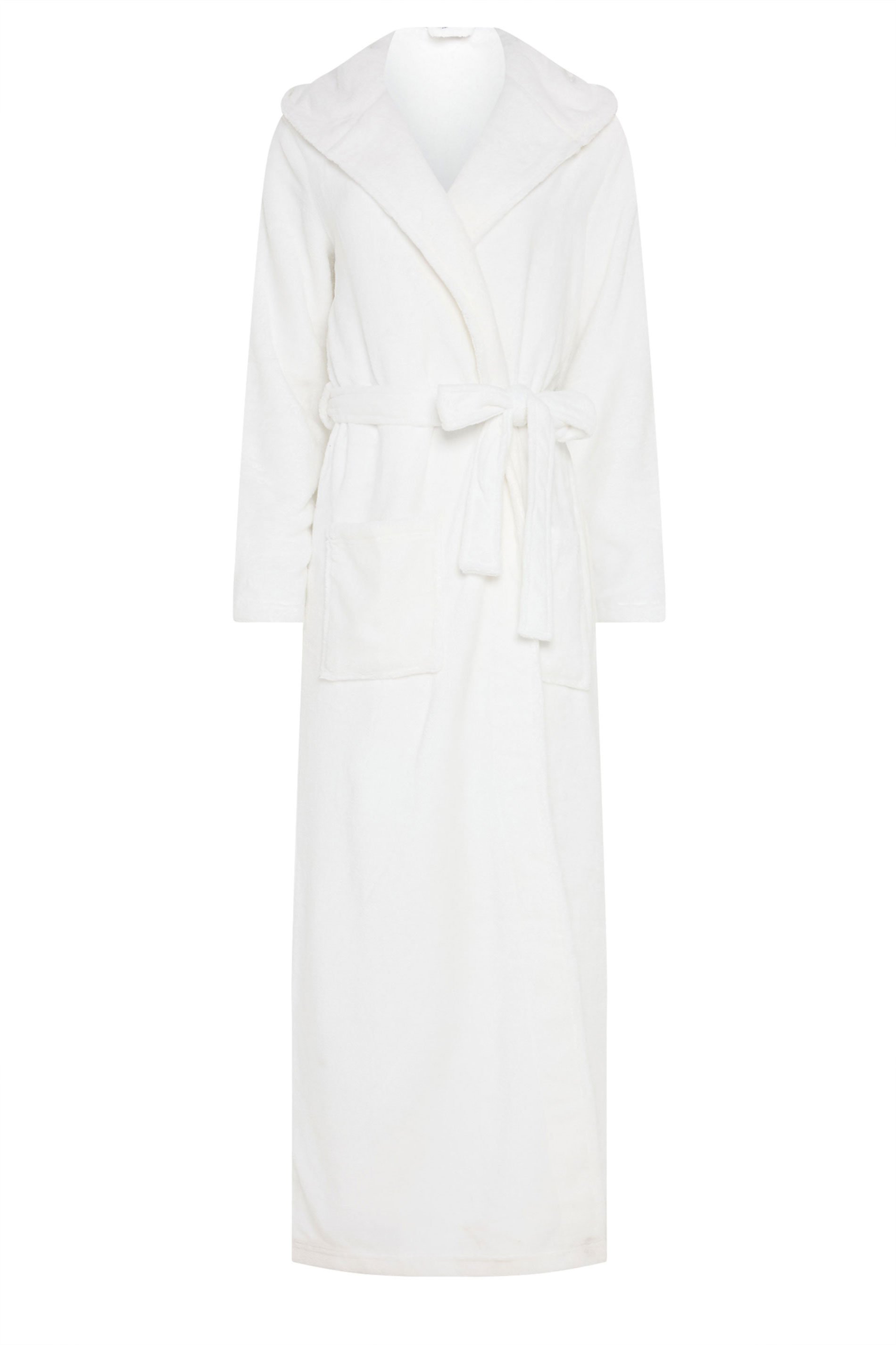 LTS Tall White Luxury Soft Fleece Maxi Dressing Gown | Long Tall Sally 5