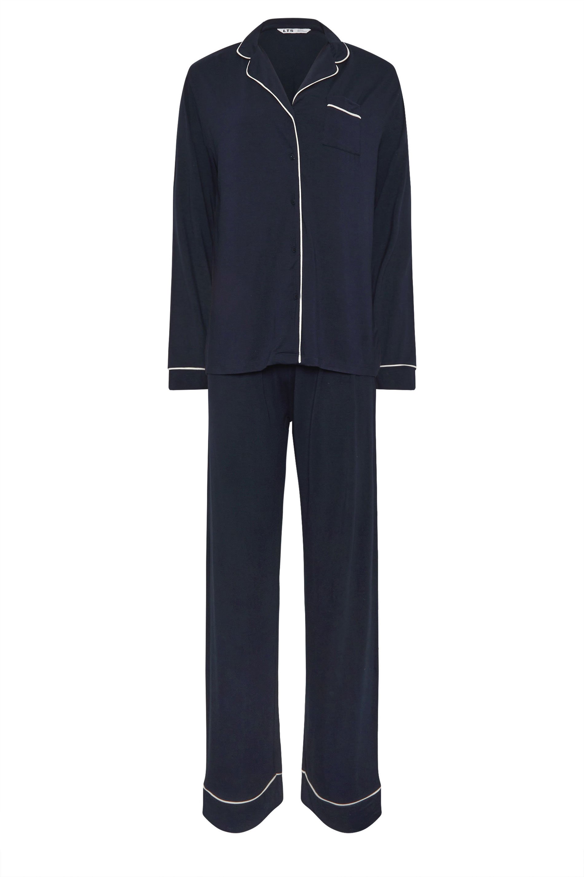 LTS Tall Navy Blue Piped Button Pyjama Set | Long Tall Sally 5