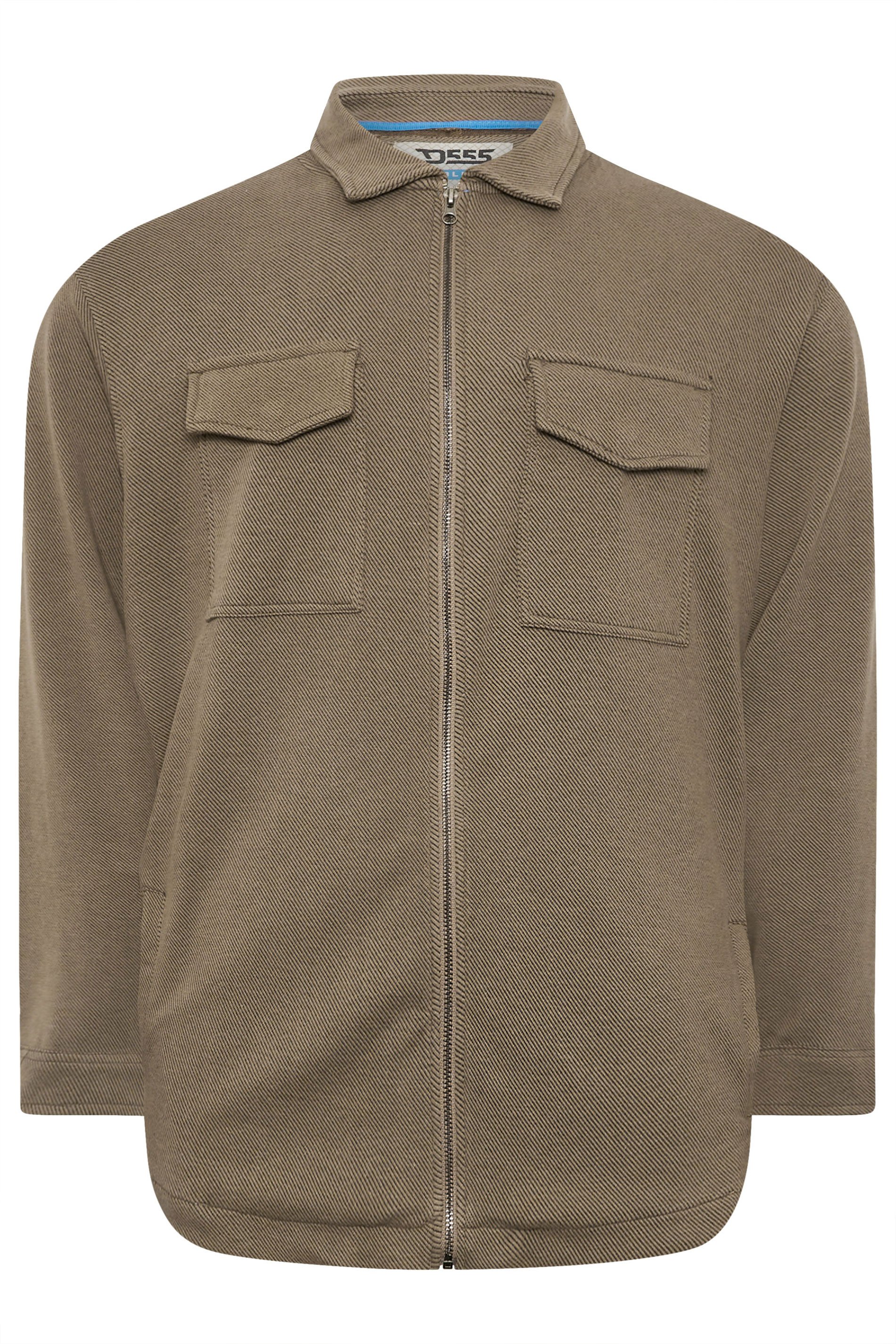 D555 Big & Tall Stone Brown Stretch Zip Through Jacket | BadRhino 4