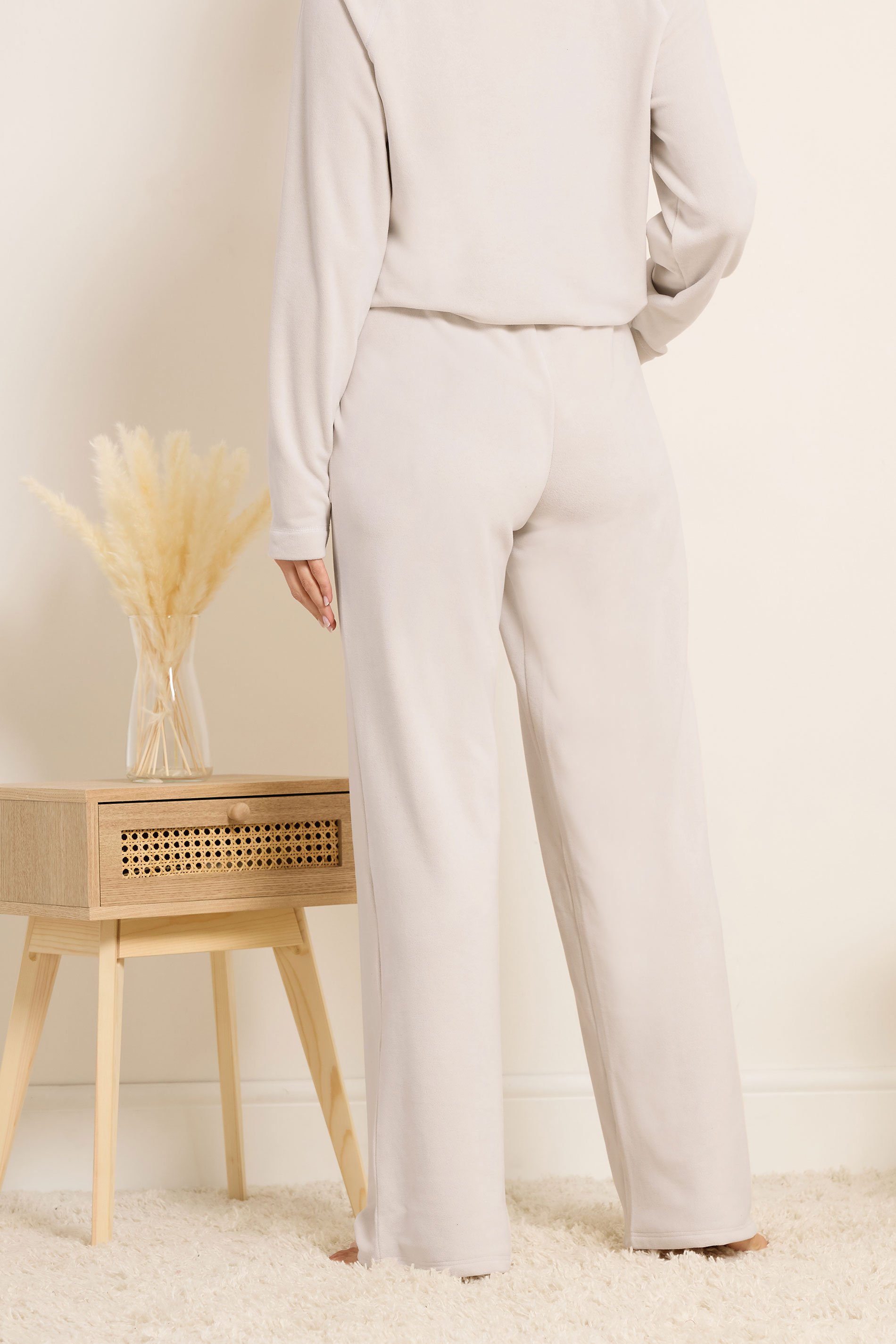 LTS Tall Ivory White Fleece Lounge Trousers | Long Tall Sally 3