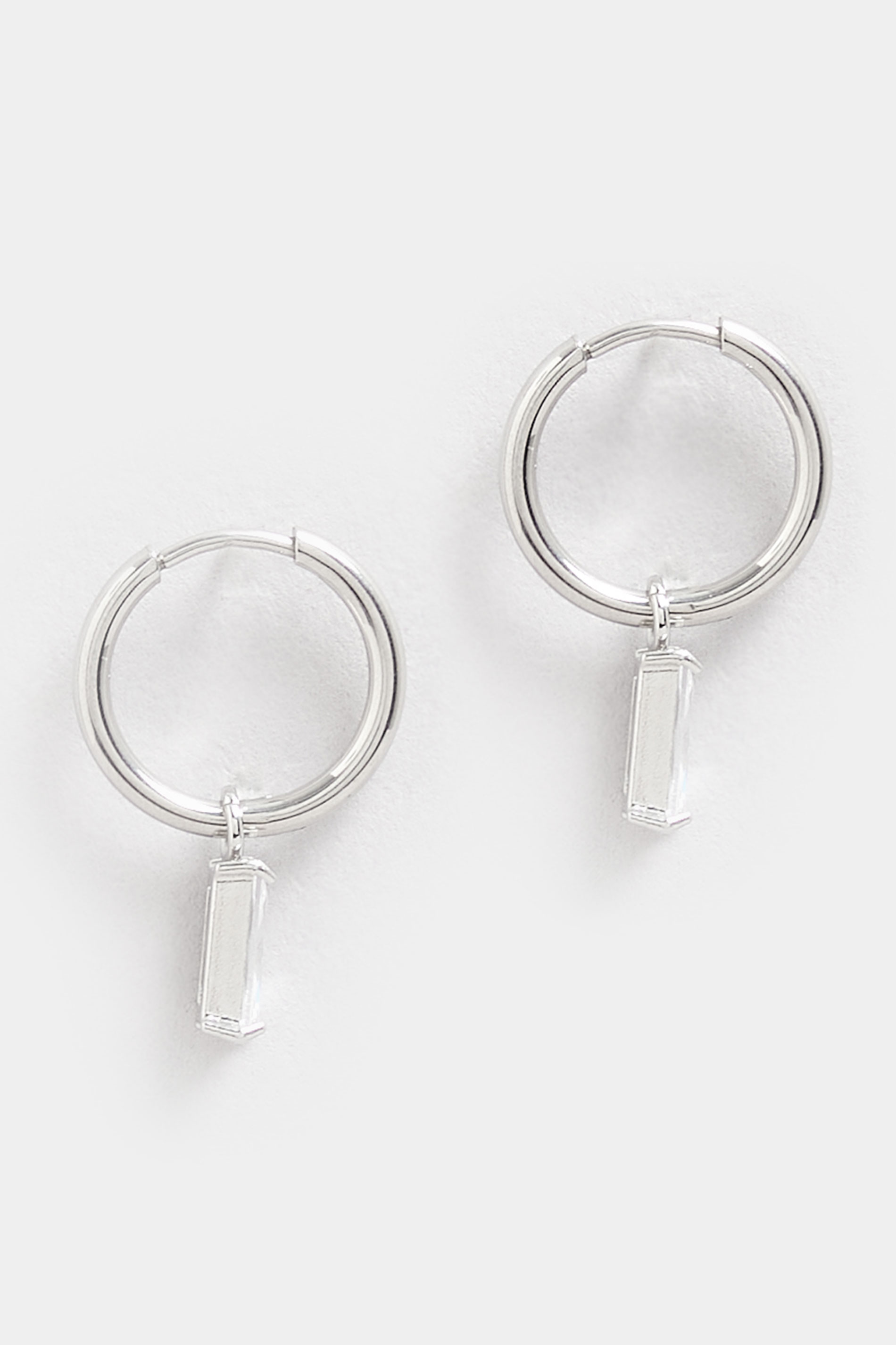 Silver Tone Diamante Mini Hoop Earrings | Yours Clothing  2