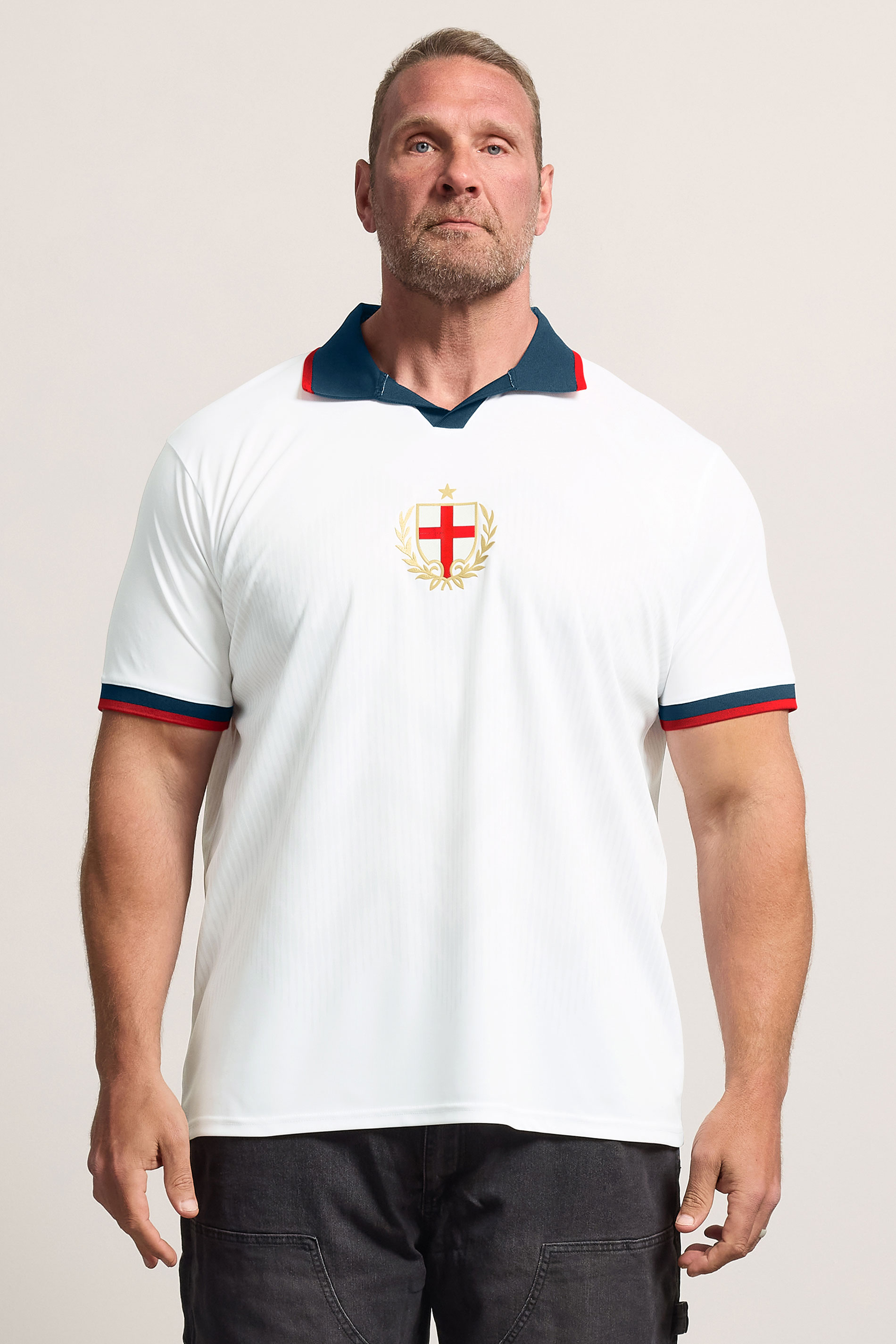BadRhino Big & Tall White England Football Polo Shirt | BadRhino 3