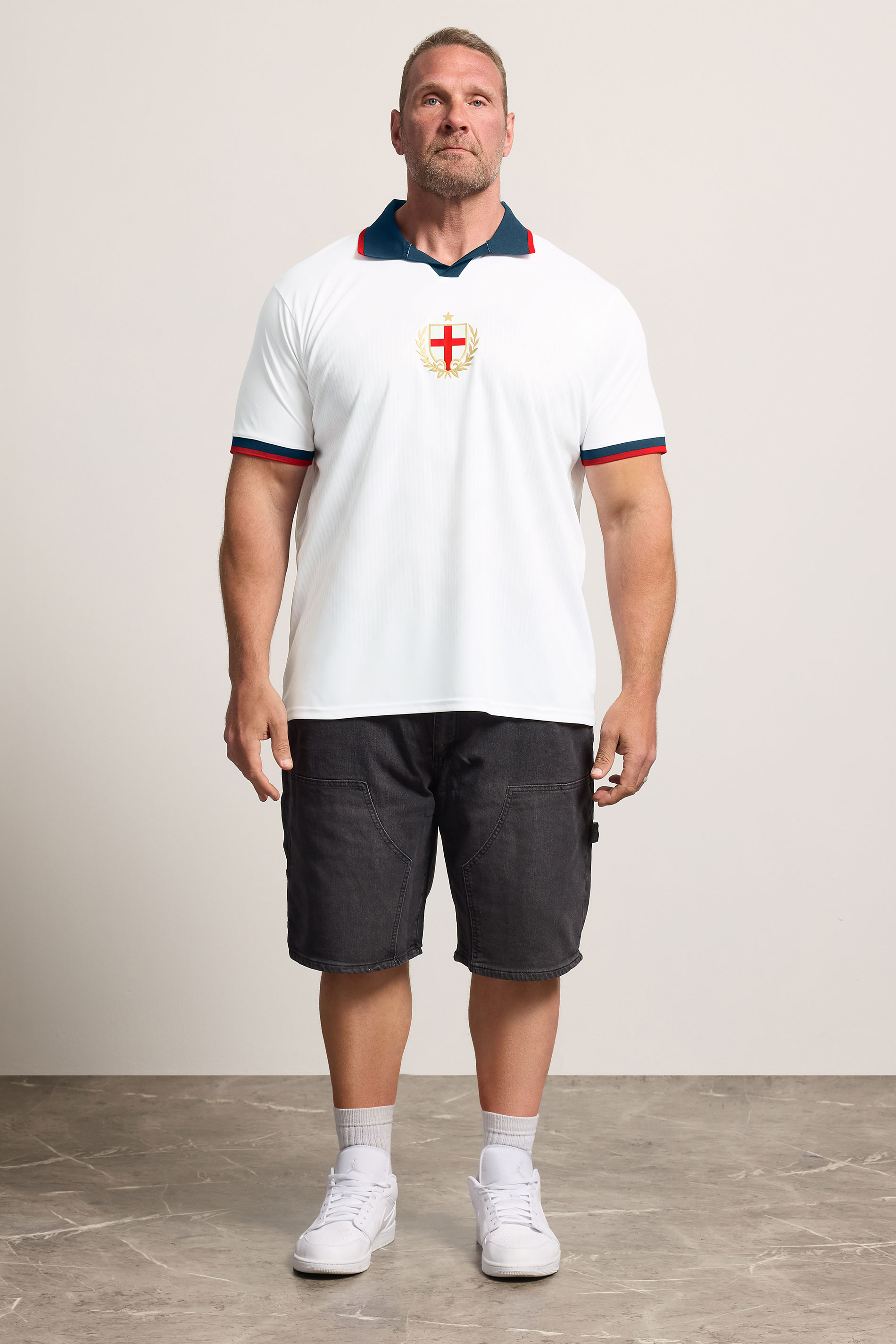 BadRhino Big & Tall White England Football Polo Shirt | BadRhino 1