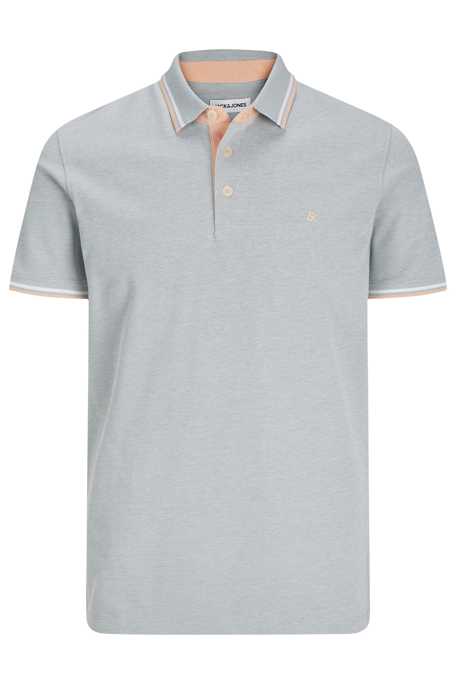 JACK & JONES Big & Tall Light Grey Paulos Polo Shirt | BadRhino 3
