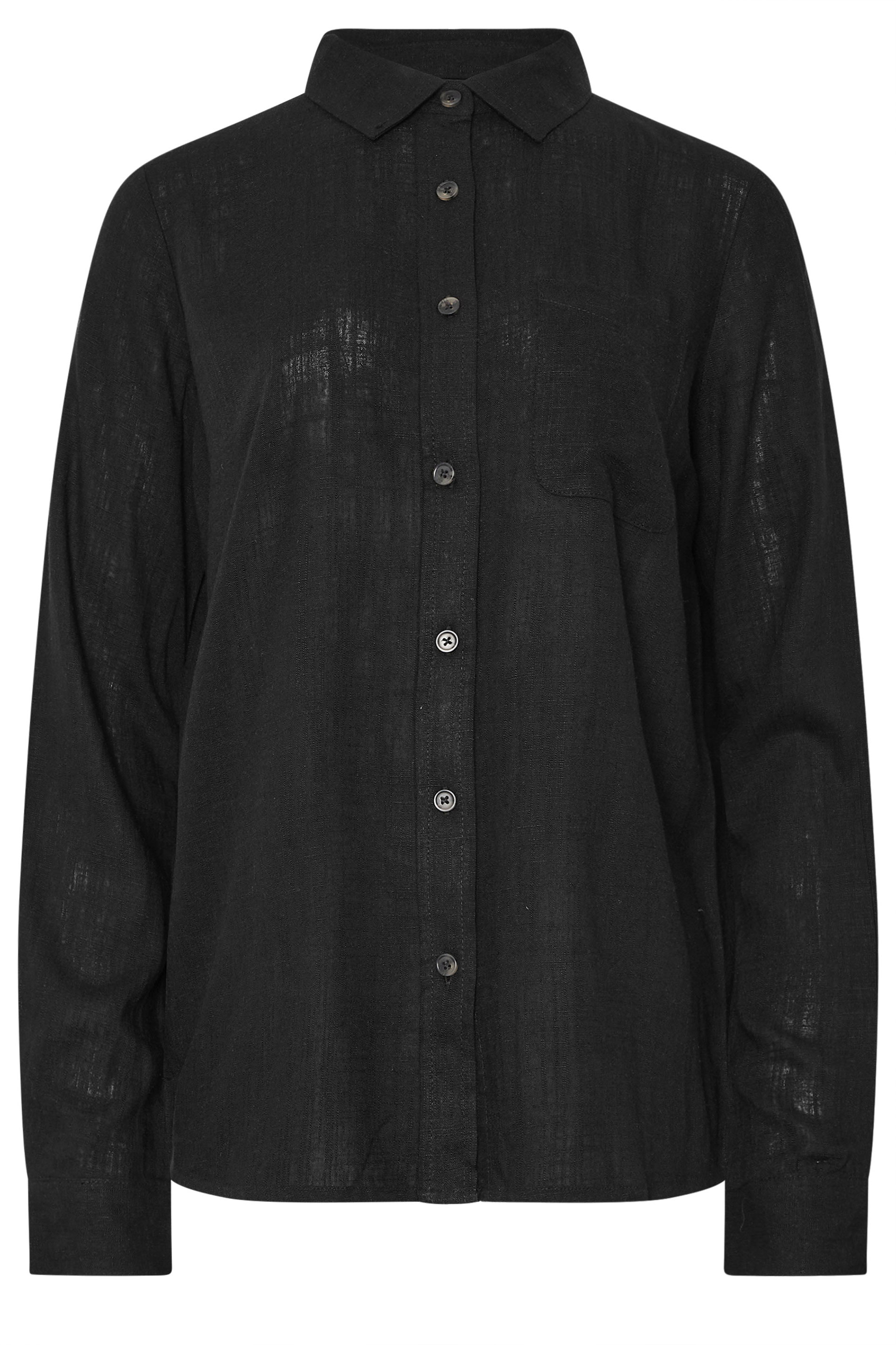 LTS Tall Black Linen Oversized Long Sleeve Shirt | Long Tall Sally 7