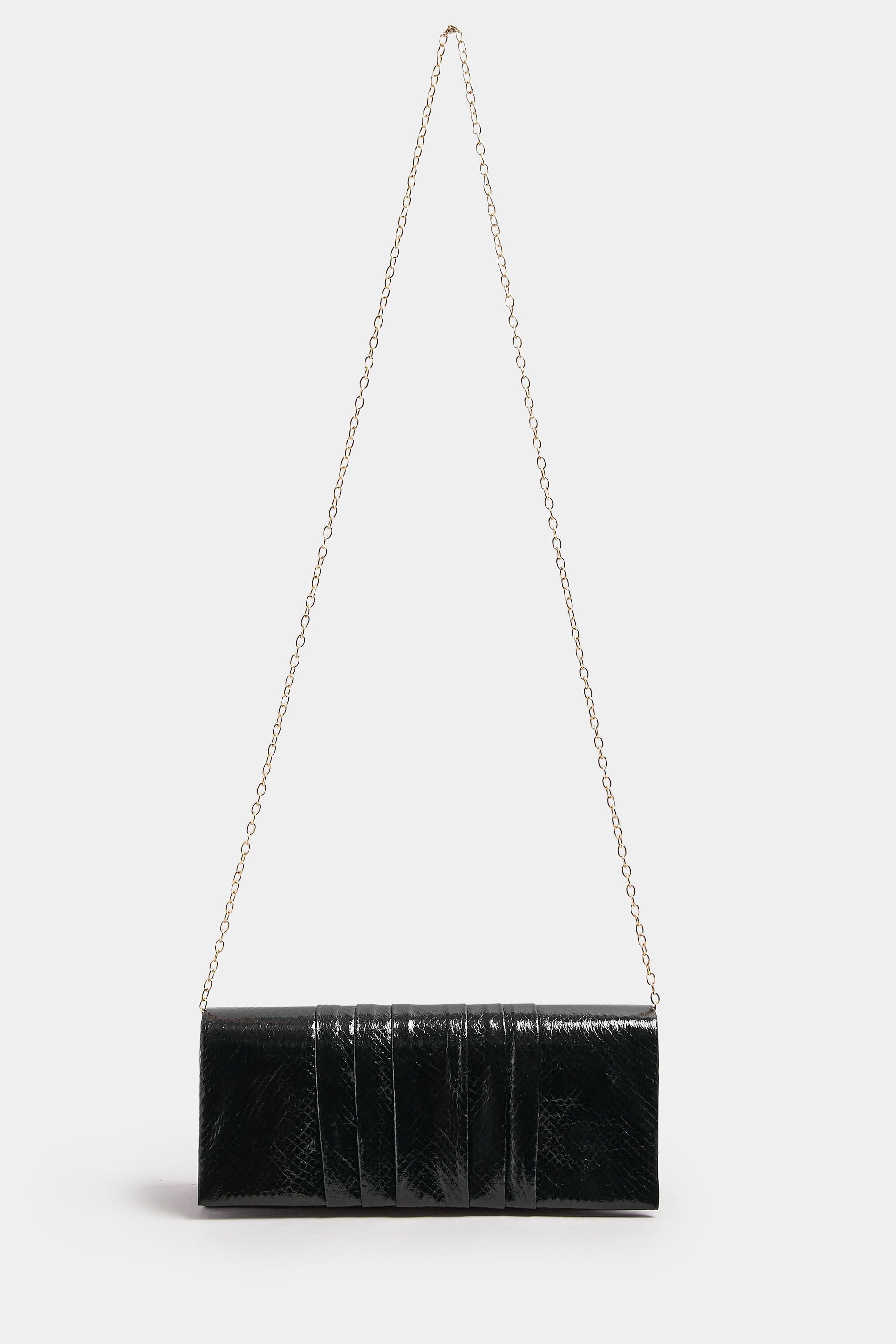 Black Faux Leather Metallic Clutch Bag | Yours Clothing 4
