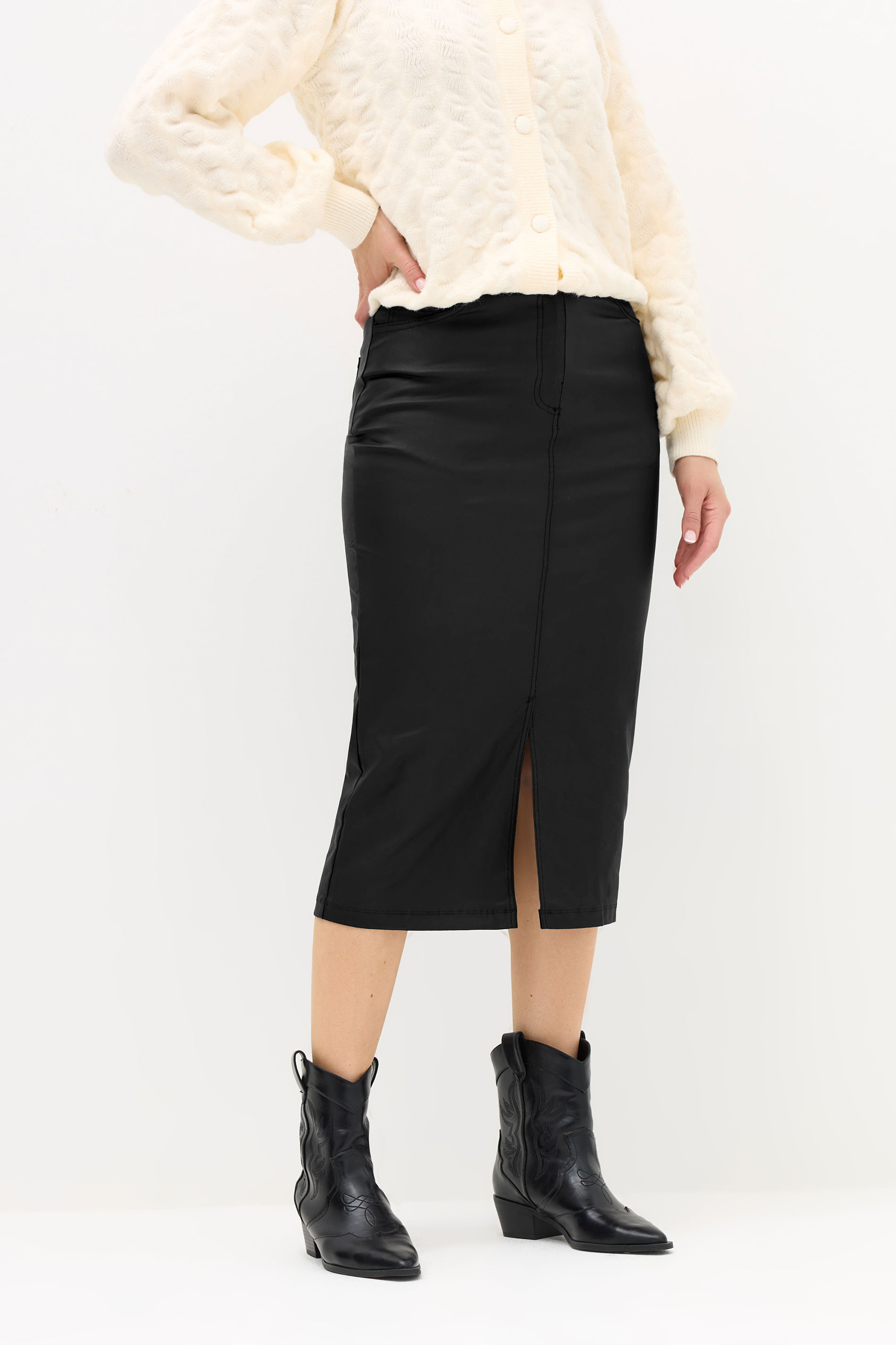 LTS Tall Black Coated Front Slit Skirt | Long Tall Sally 2