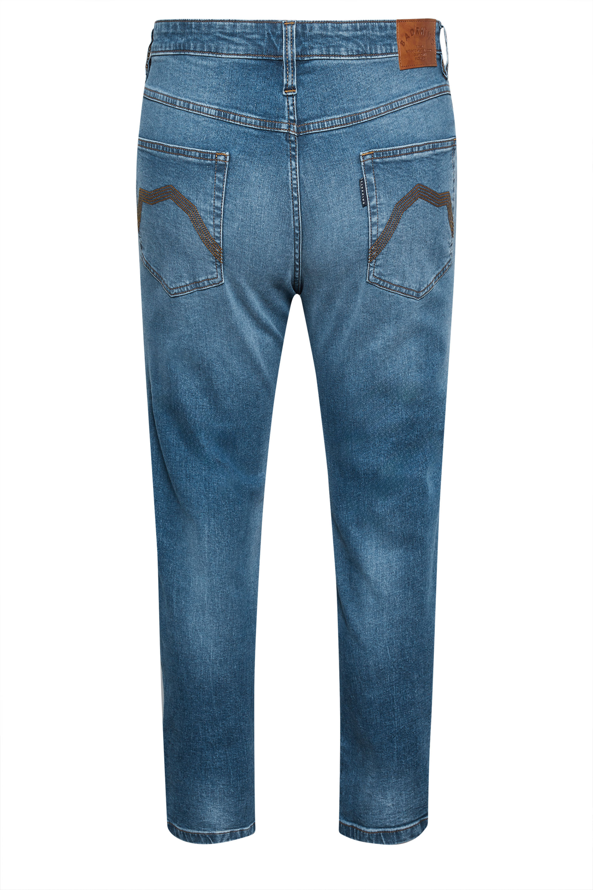 BadRhino Big & Tall Blue Washed Straight Leg Stretch Jeans | BadRhino 8