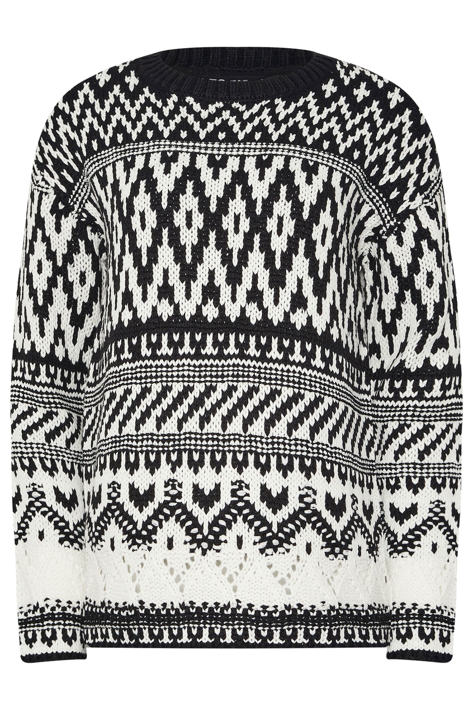 LTS Tall Black & White Fairisle Jumper | Long Tall Sally 5