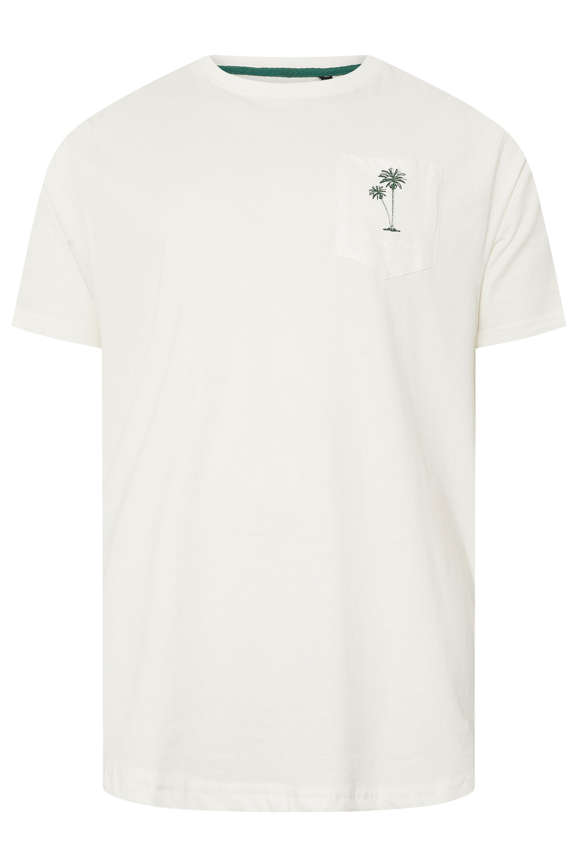 KAM Big & Tall White 'Venice Beach' Reverse Print T-Shirt | BadRhino 4
