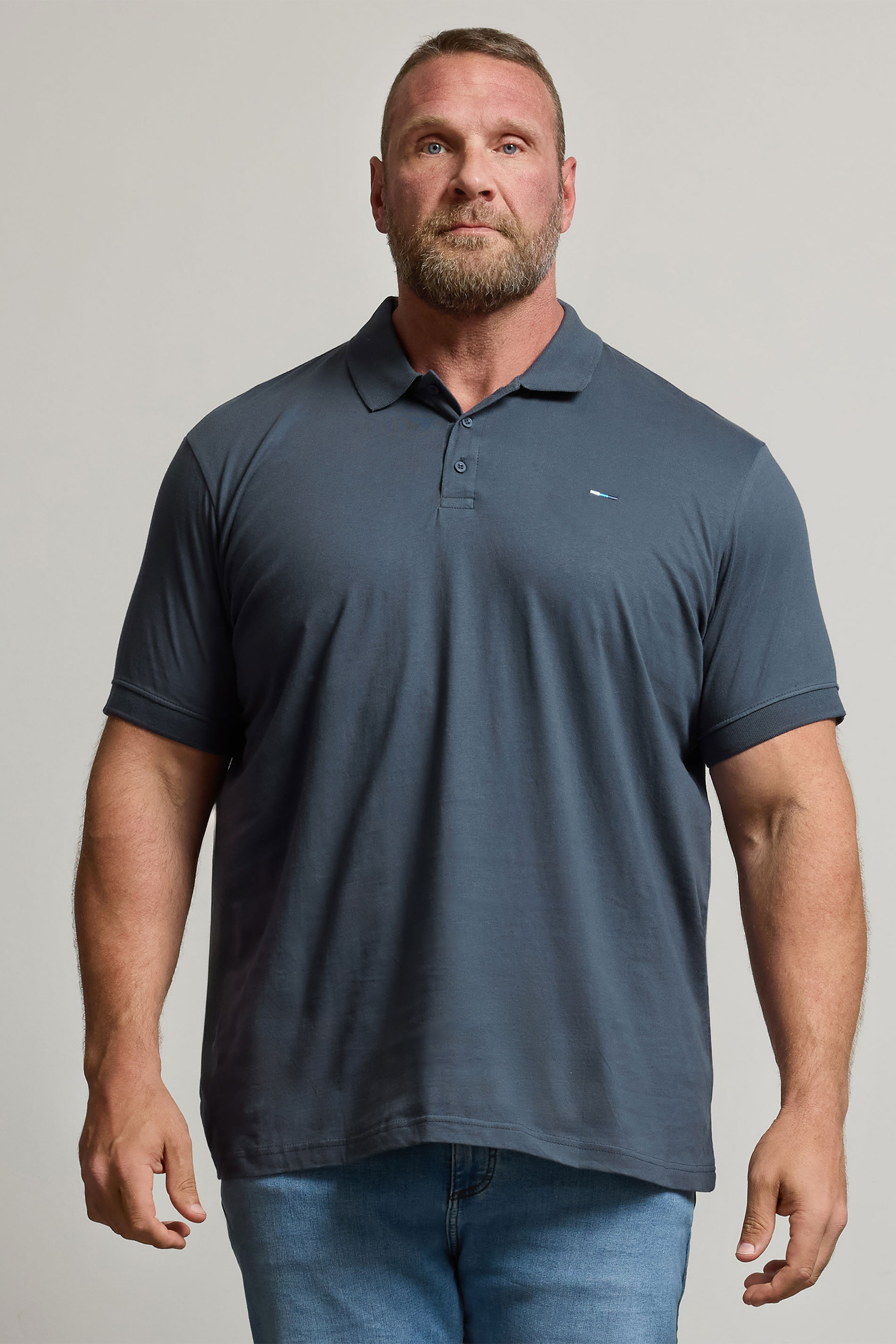 BadRhino Big & Tall Navy Blue Jersey Polo Shirt | BadRhino 1