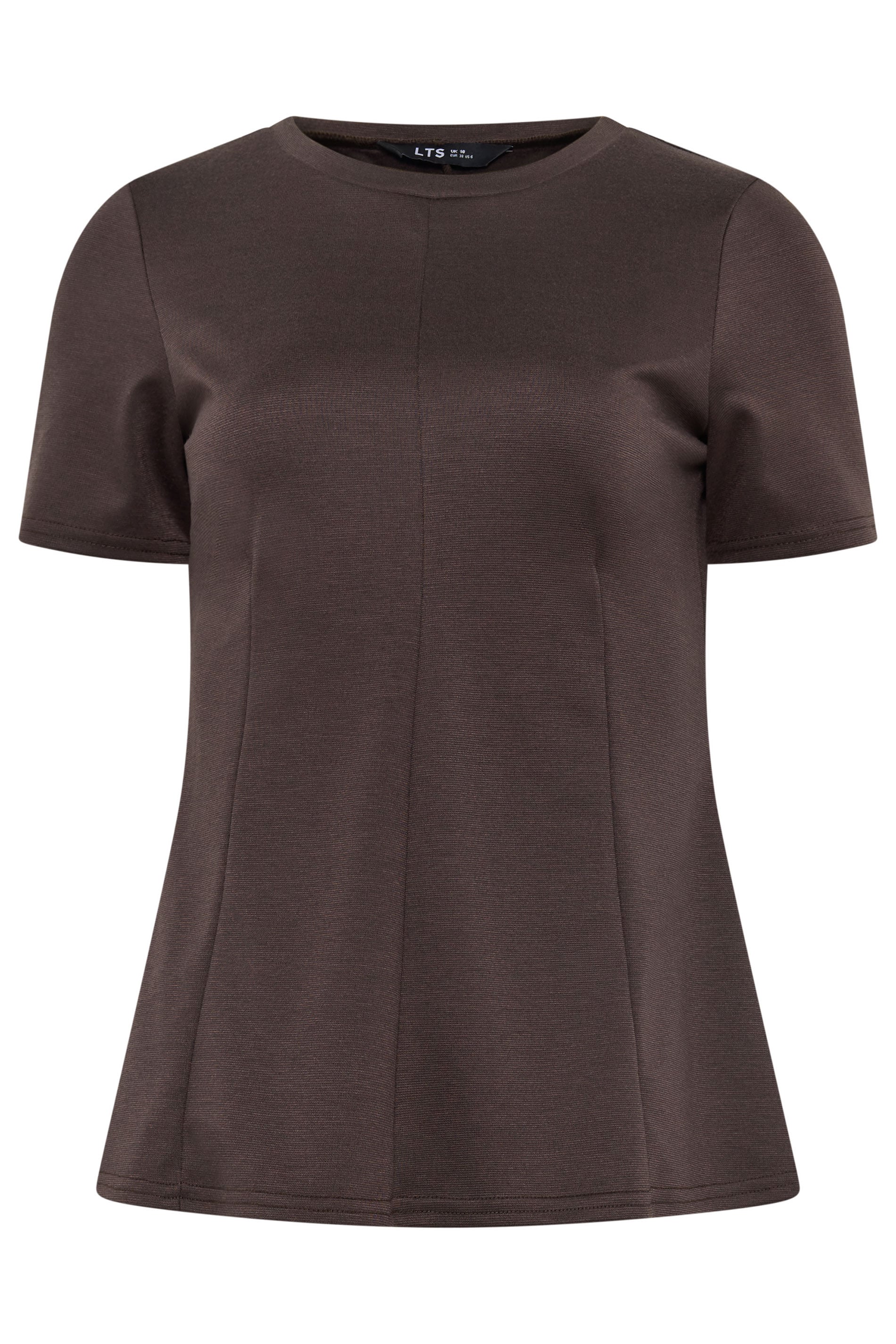 LTS Tall Women's Chocolate Brown Seam Front Peplum Top | Long Tall Sally 5